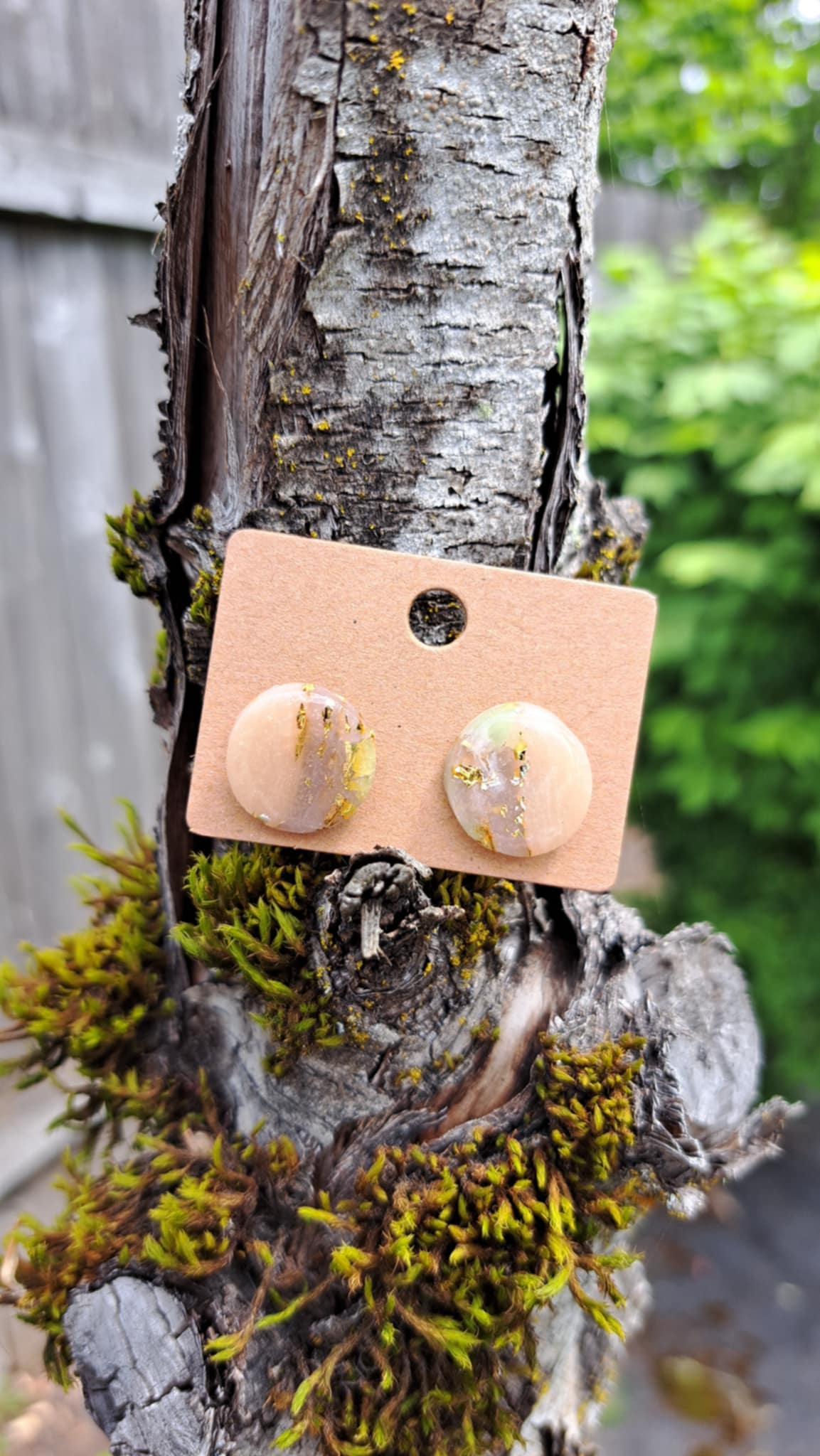 Stud Agate Effect Polymer Clay Earrings (G)