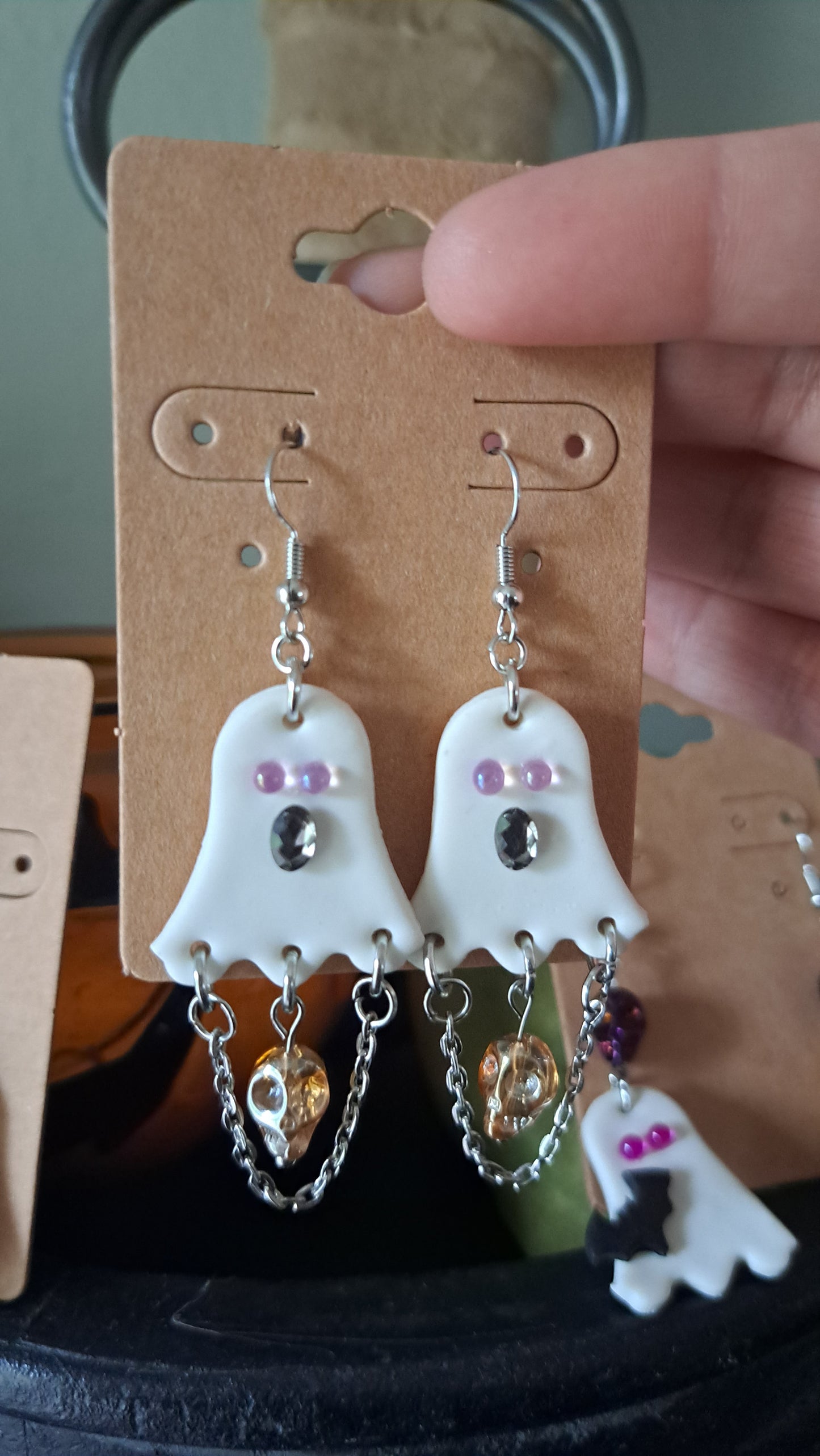 Polymer Clay Ghost Earrings