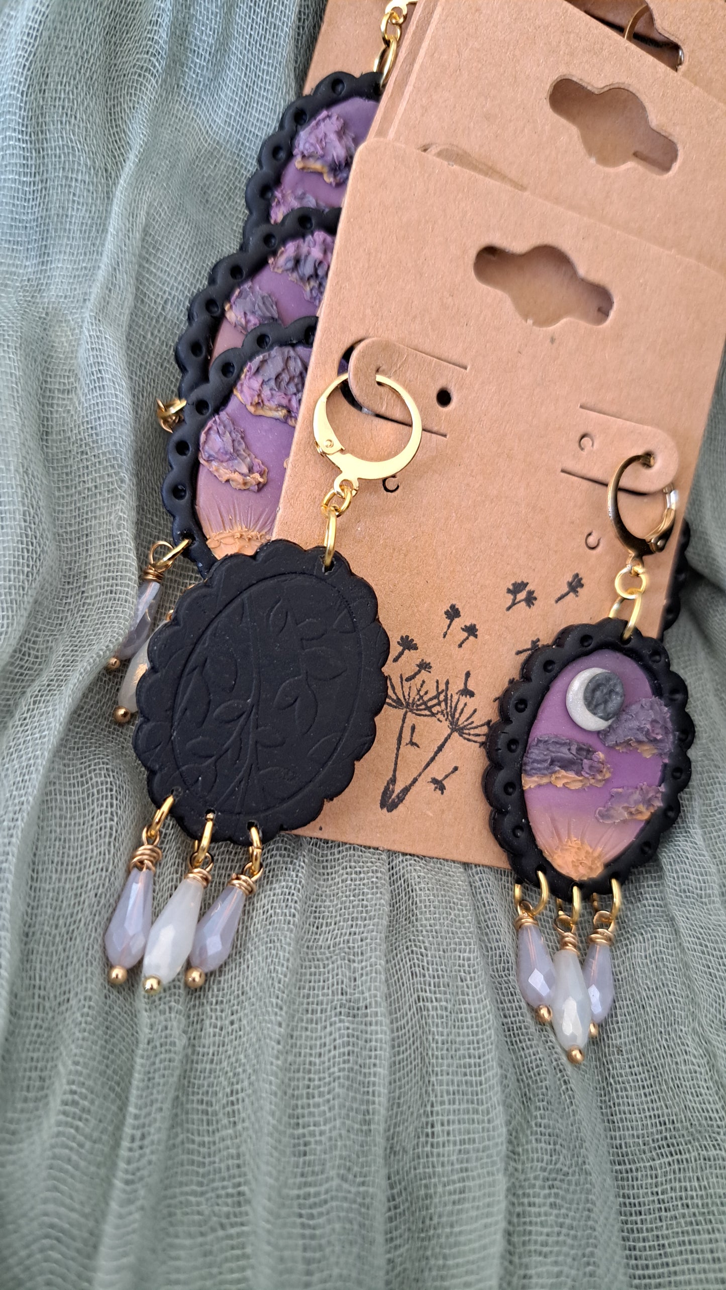 Handmade "Lunar Sunset" Polymer Clay Earrings