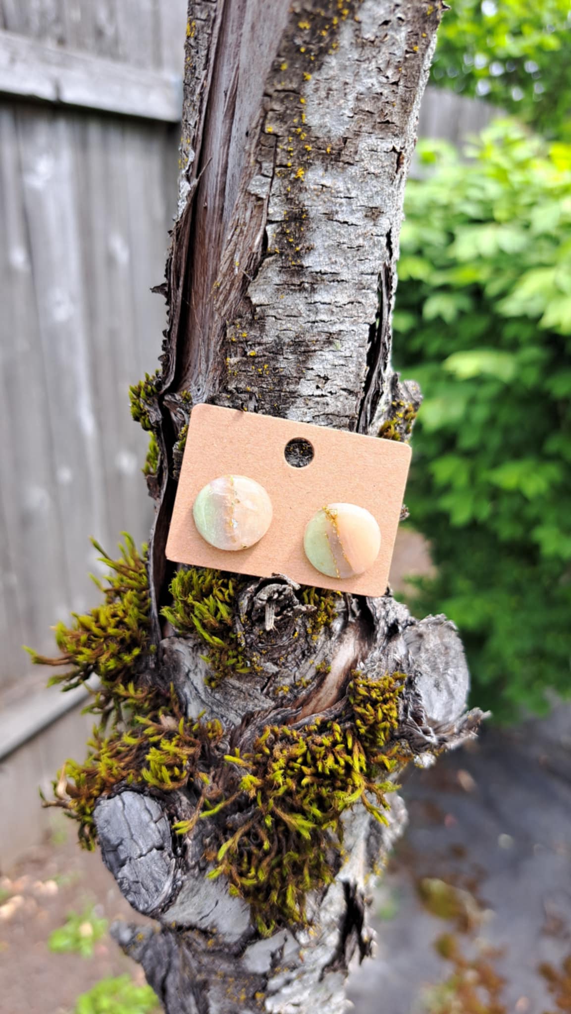 Stud Agate Effect Polymer Clay Earrings (G)