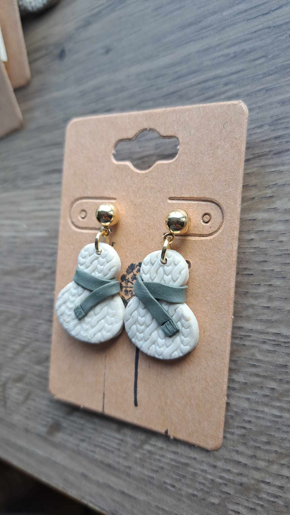 Sweater Snowman Polymer Clay Dangle Earrings (E)