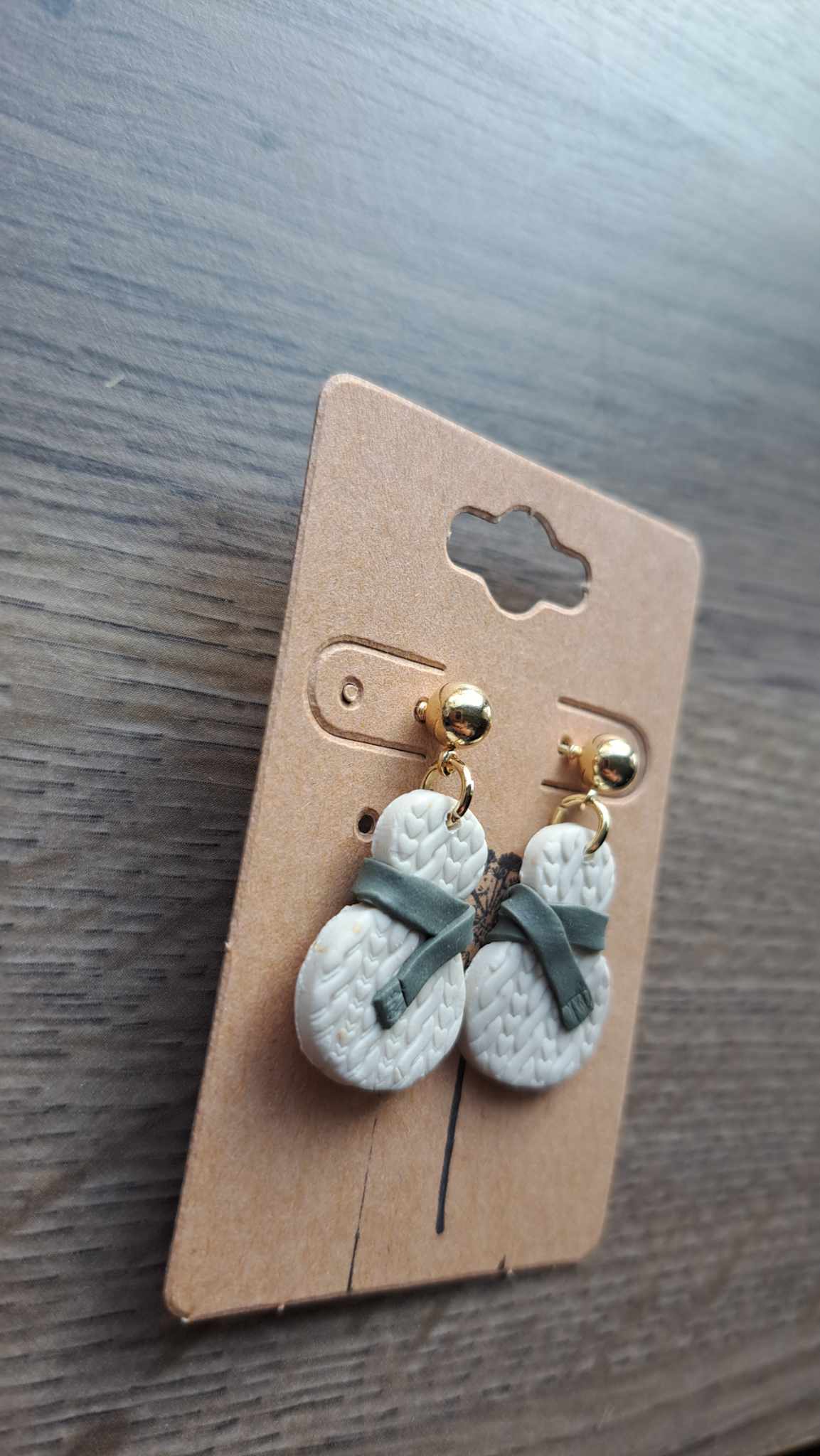Sweater Snowman Polymer Clay Dangle Earrings (E)