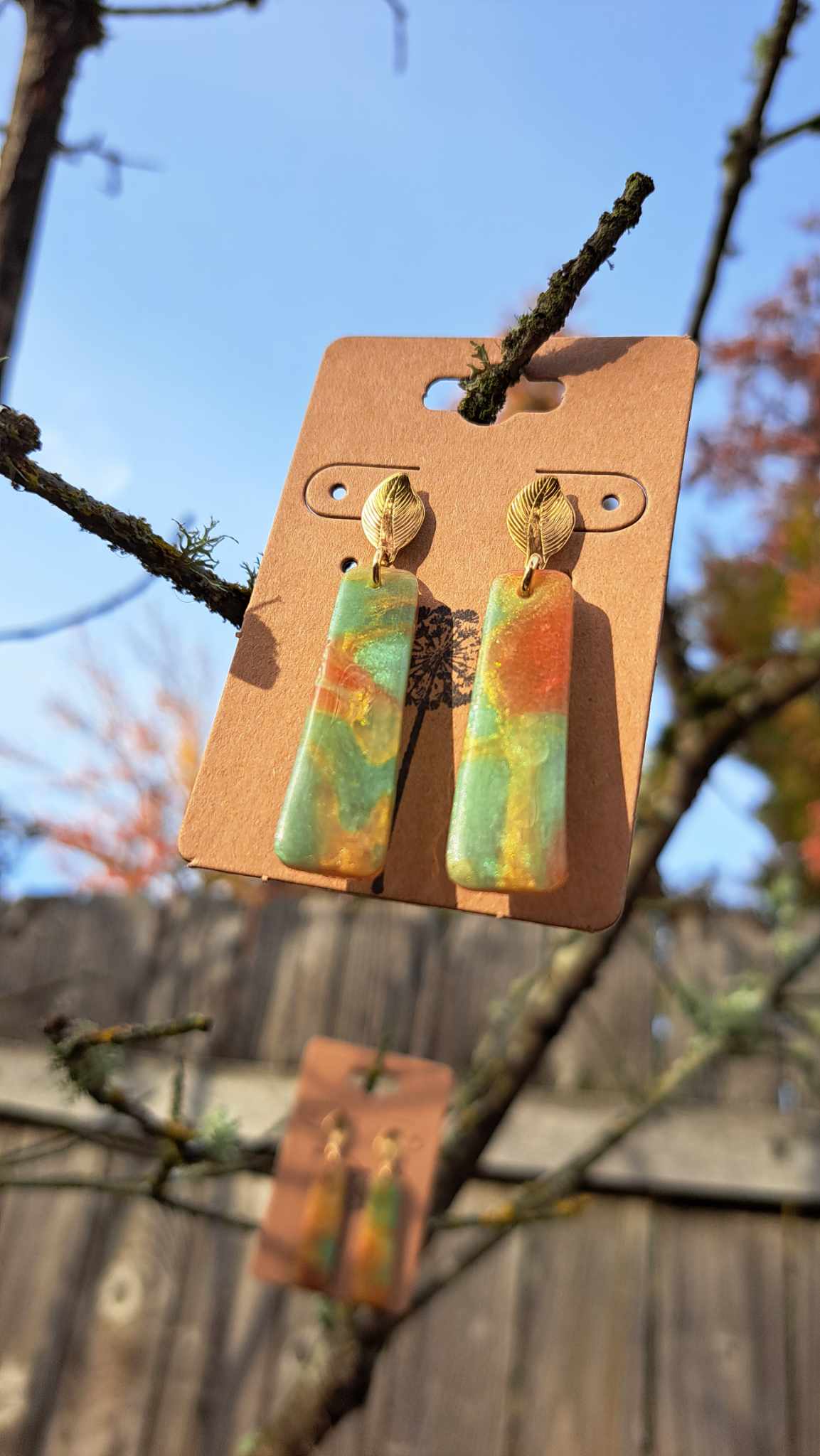 Marble Rectangle Polymer Clay Earrings (E)