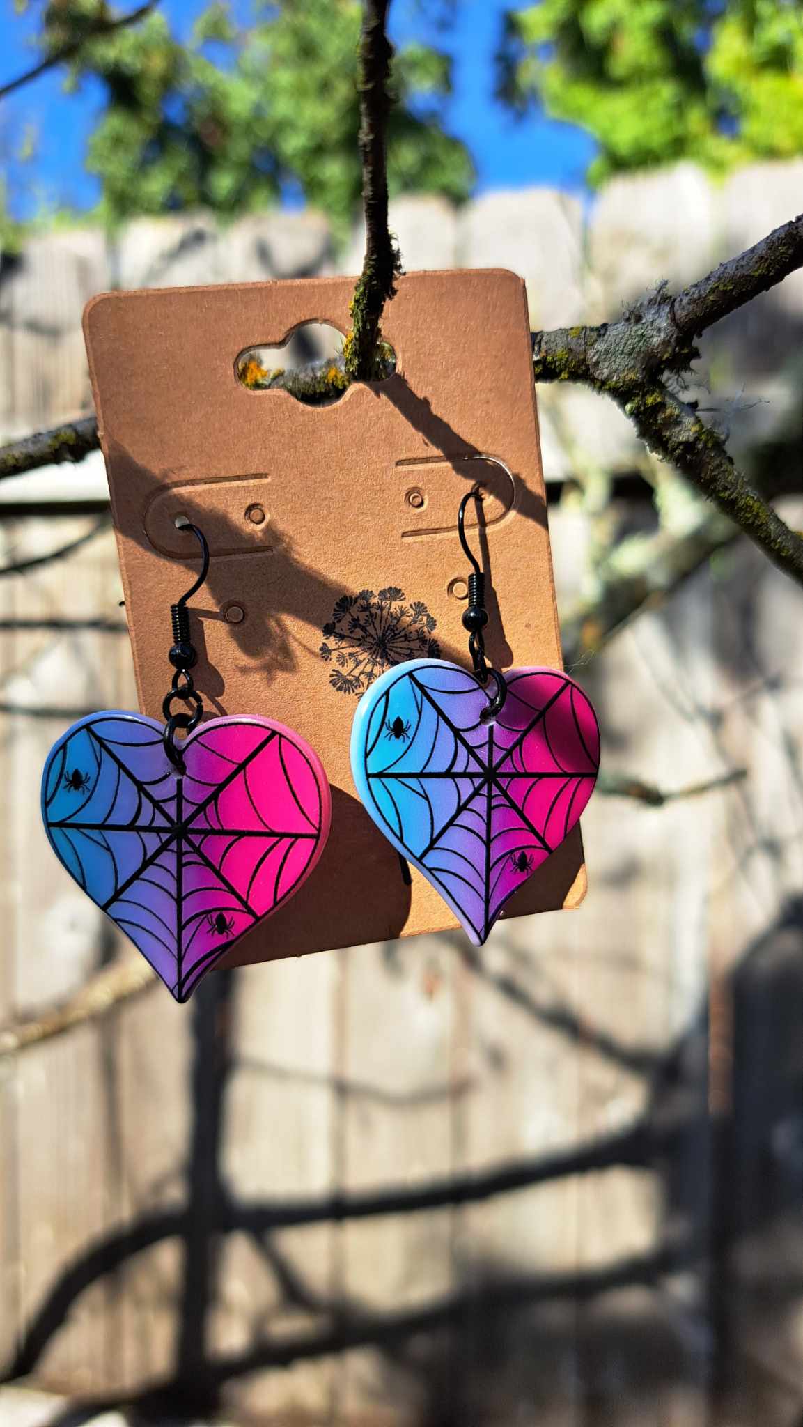 Acrylic Web Heart Earrings