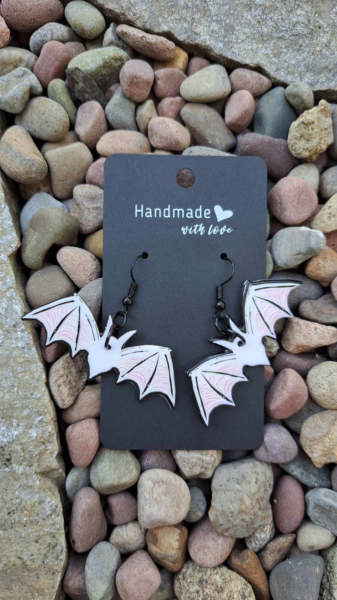 Acrylic White Bats Earrings