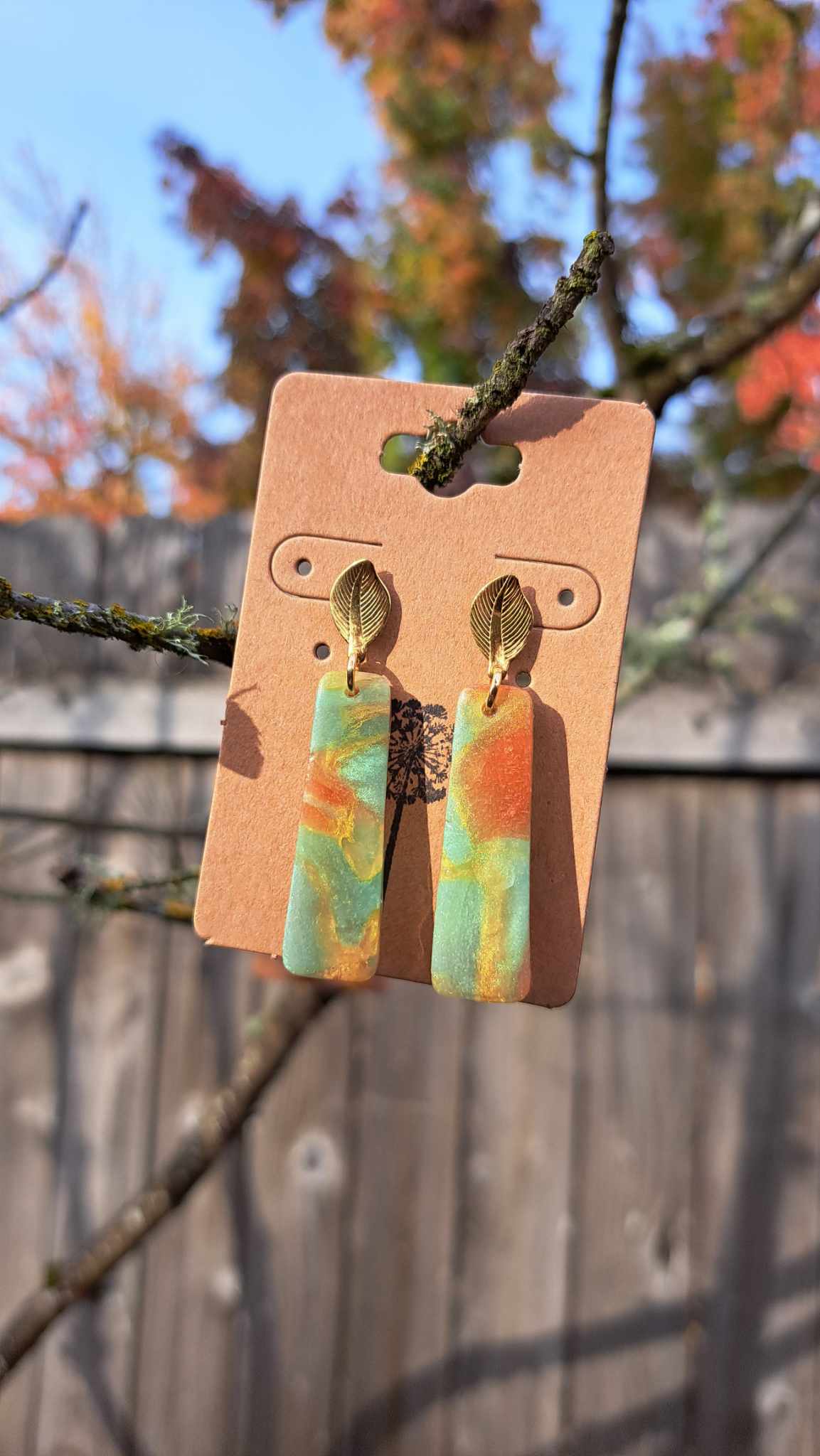 Marble Rectangle Polymer Clay Earrings (E)