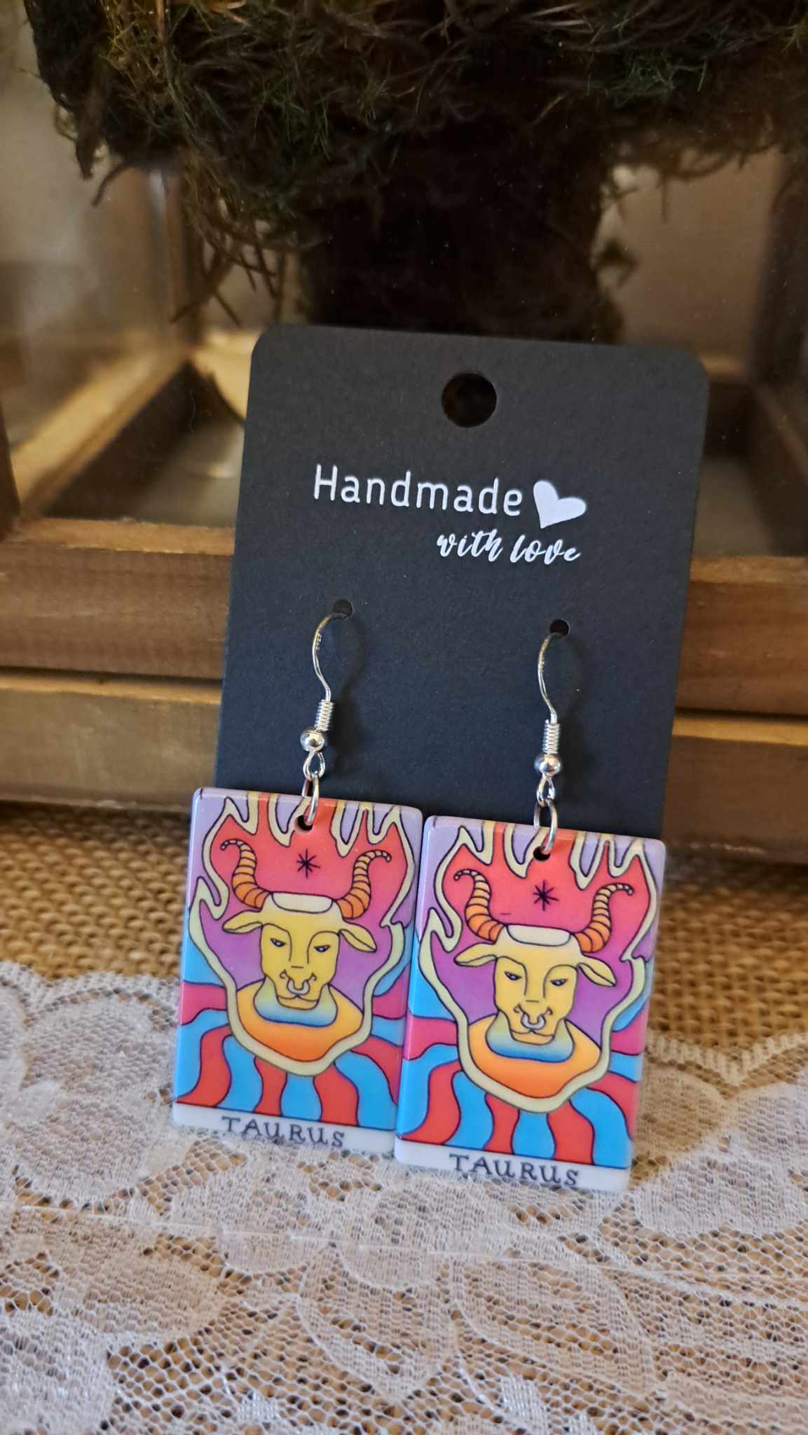 Acrylic "Taurus" Zodiac Earrings