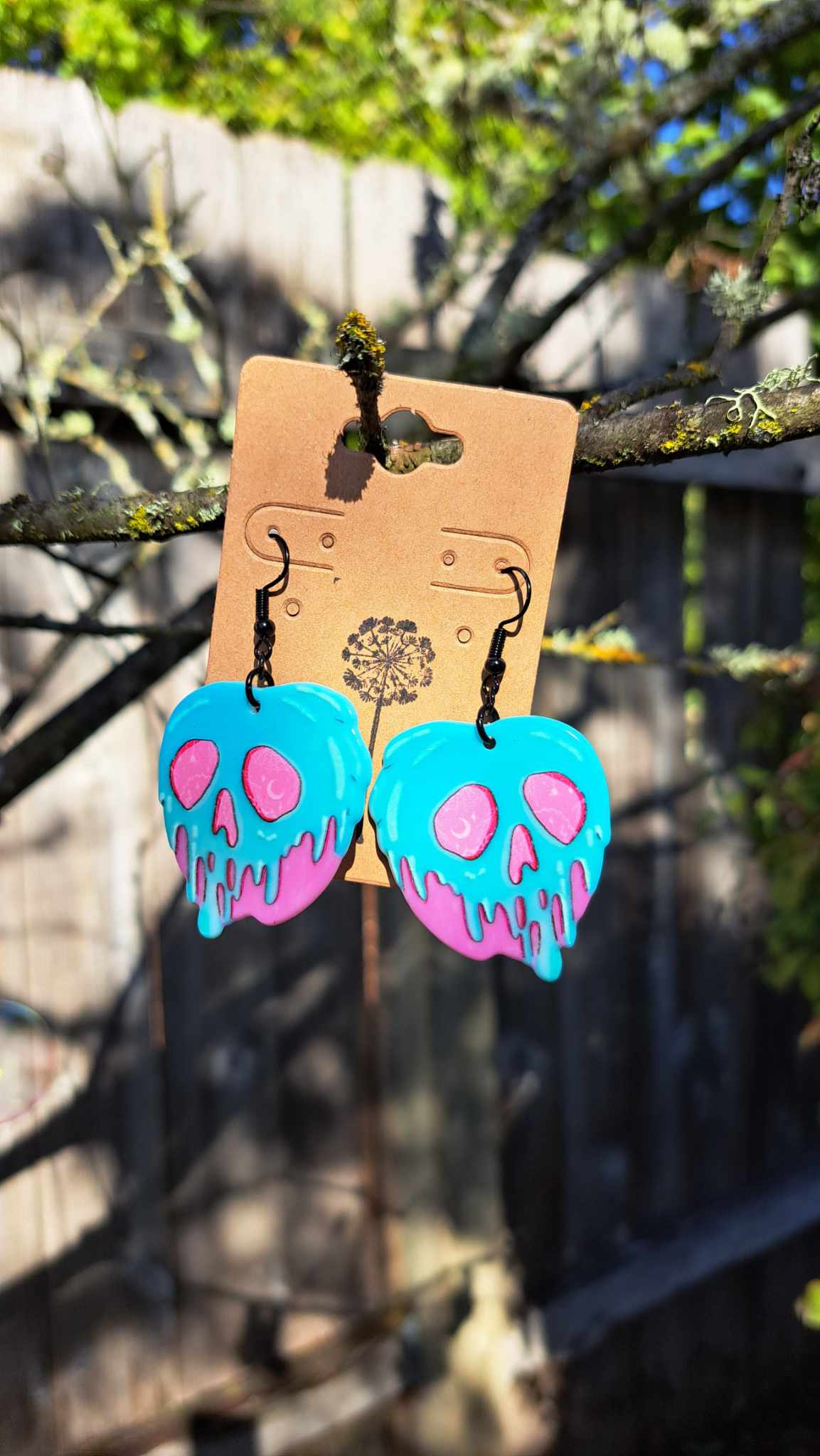 Acrylic Caramel Apple Skull Earrings