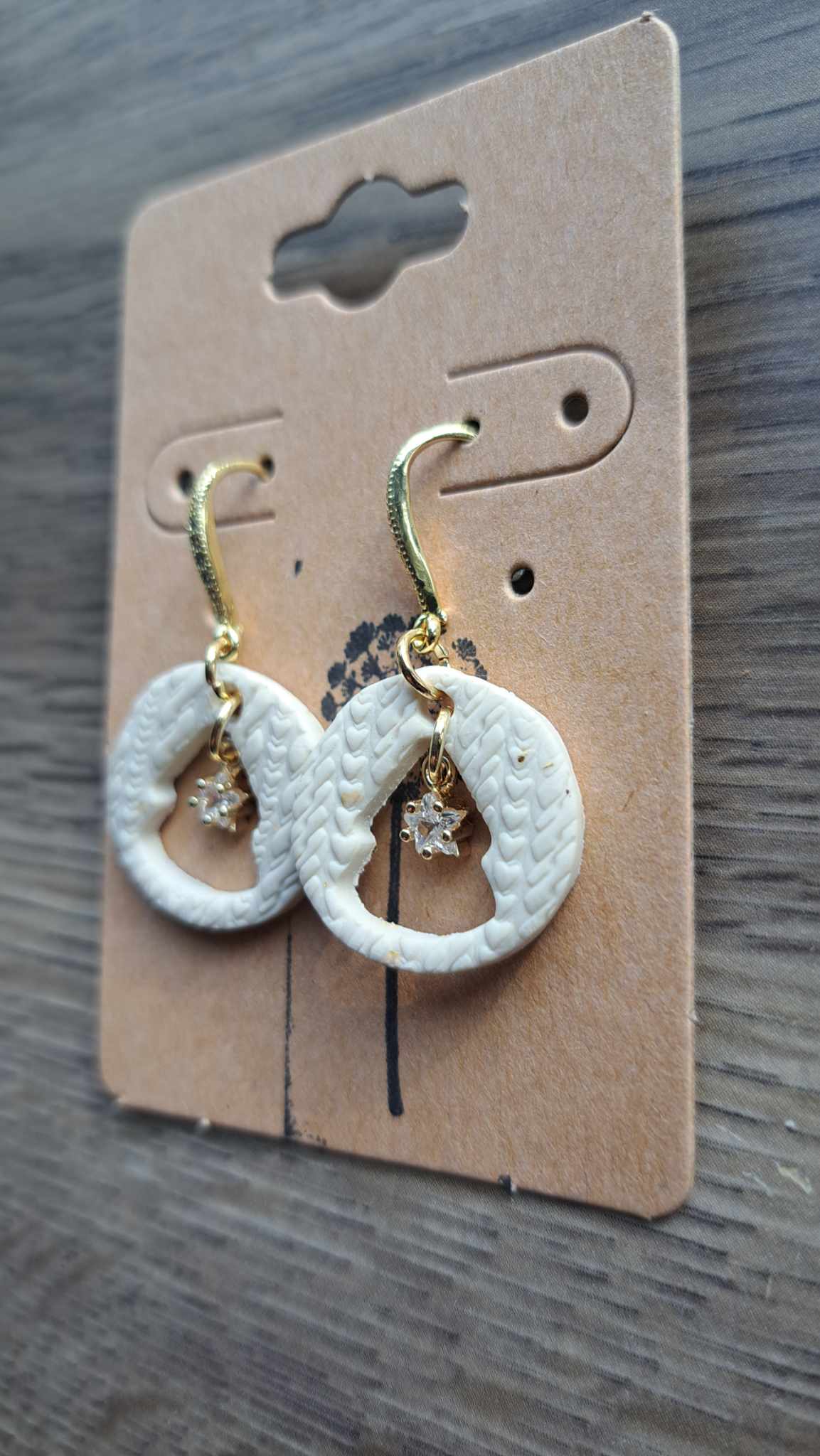 Sweater Small Round Polymer Clay Dangle Earrings (G)