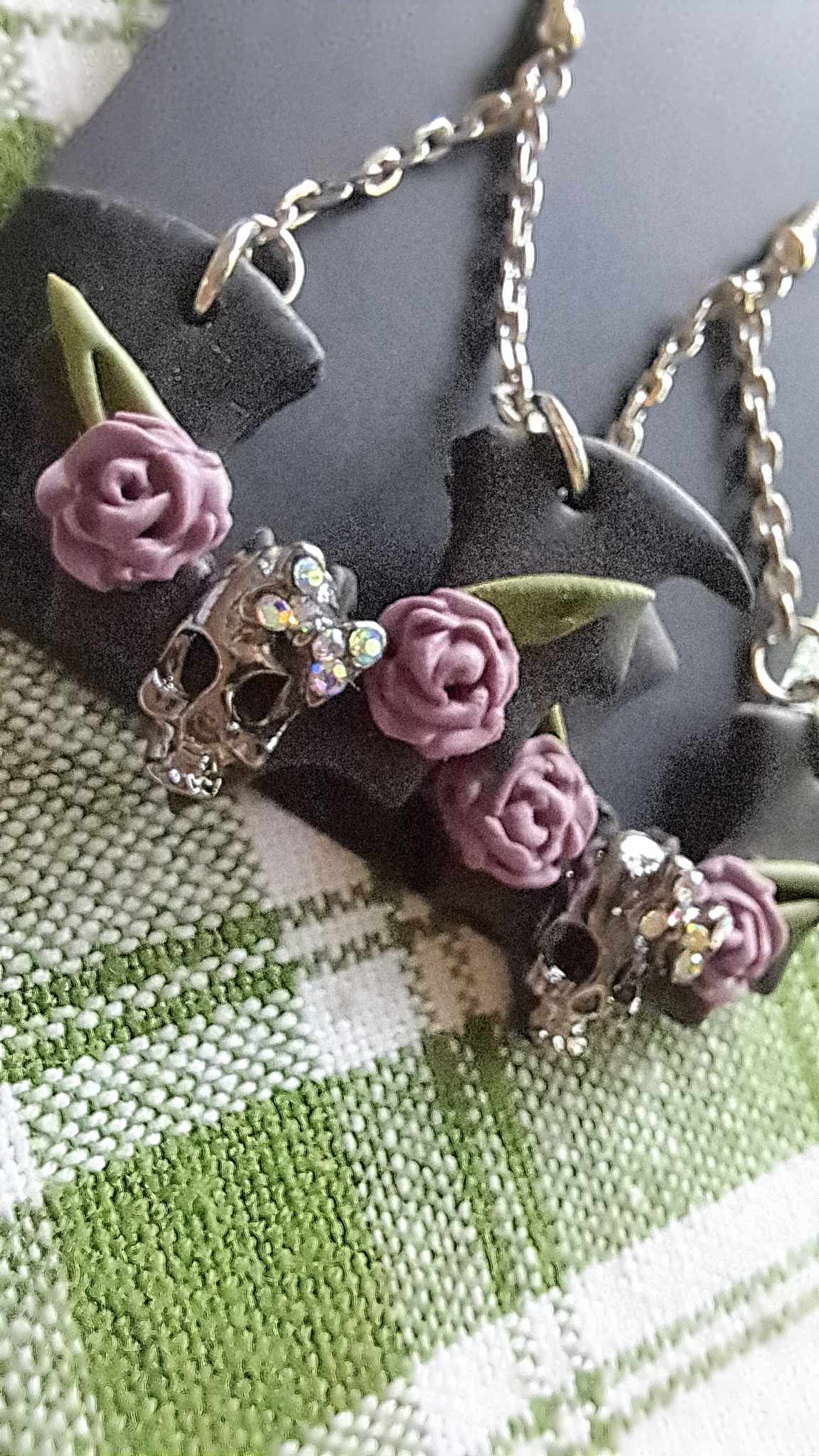 Polymer Clay *Chandelier Bat With SKull* Dangling Earrings