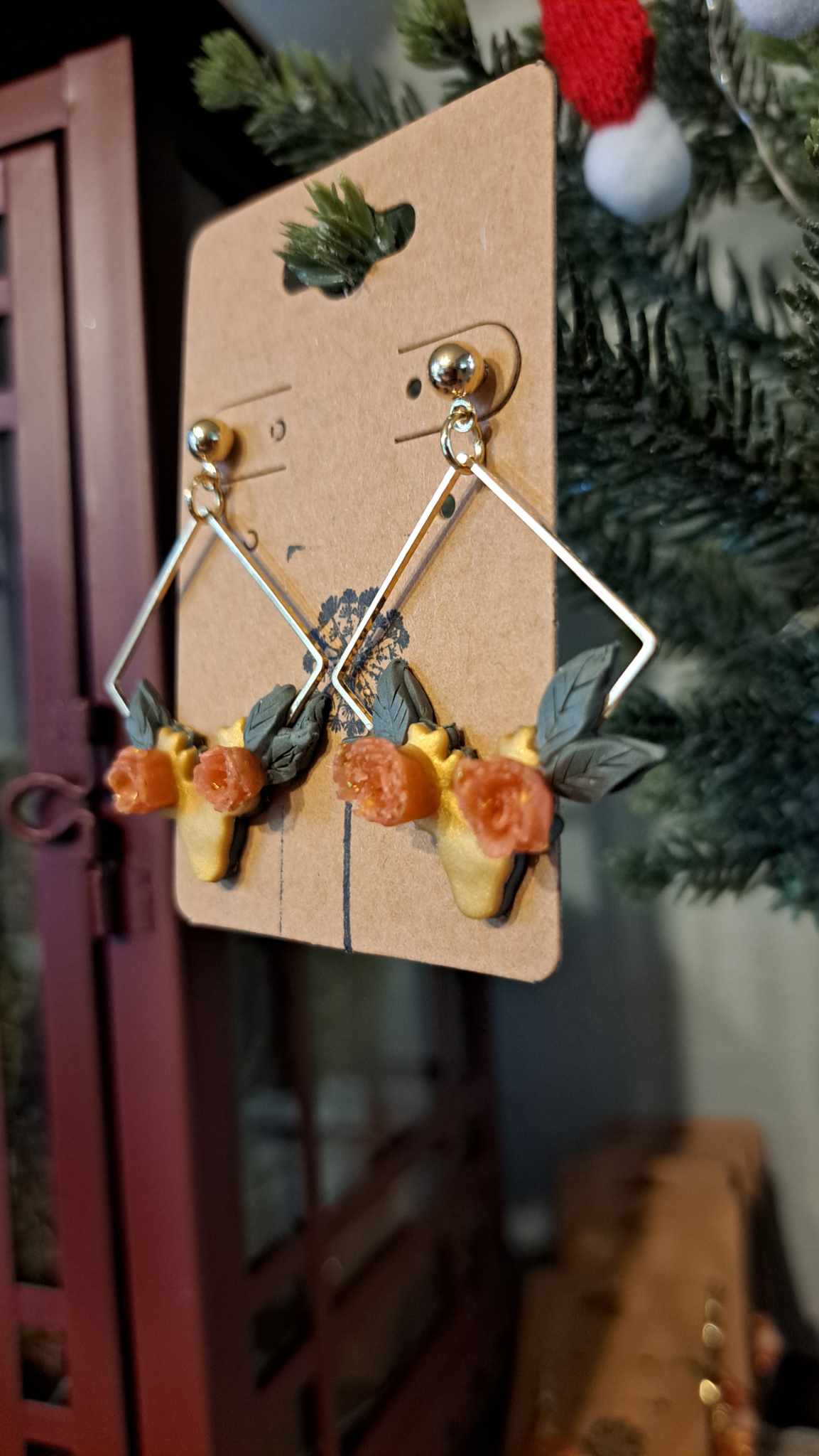 Reindeer Polymer Clay Dangle Earrings (D8)
