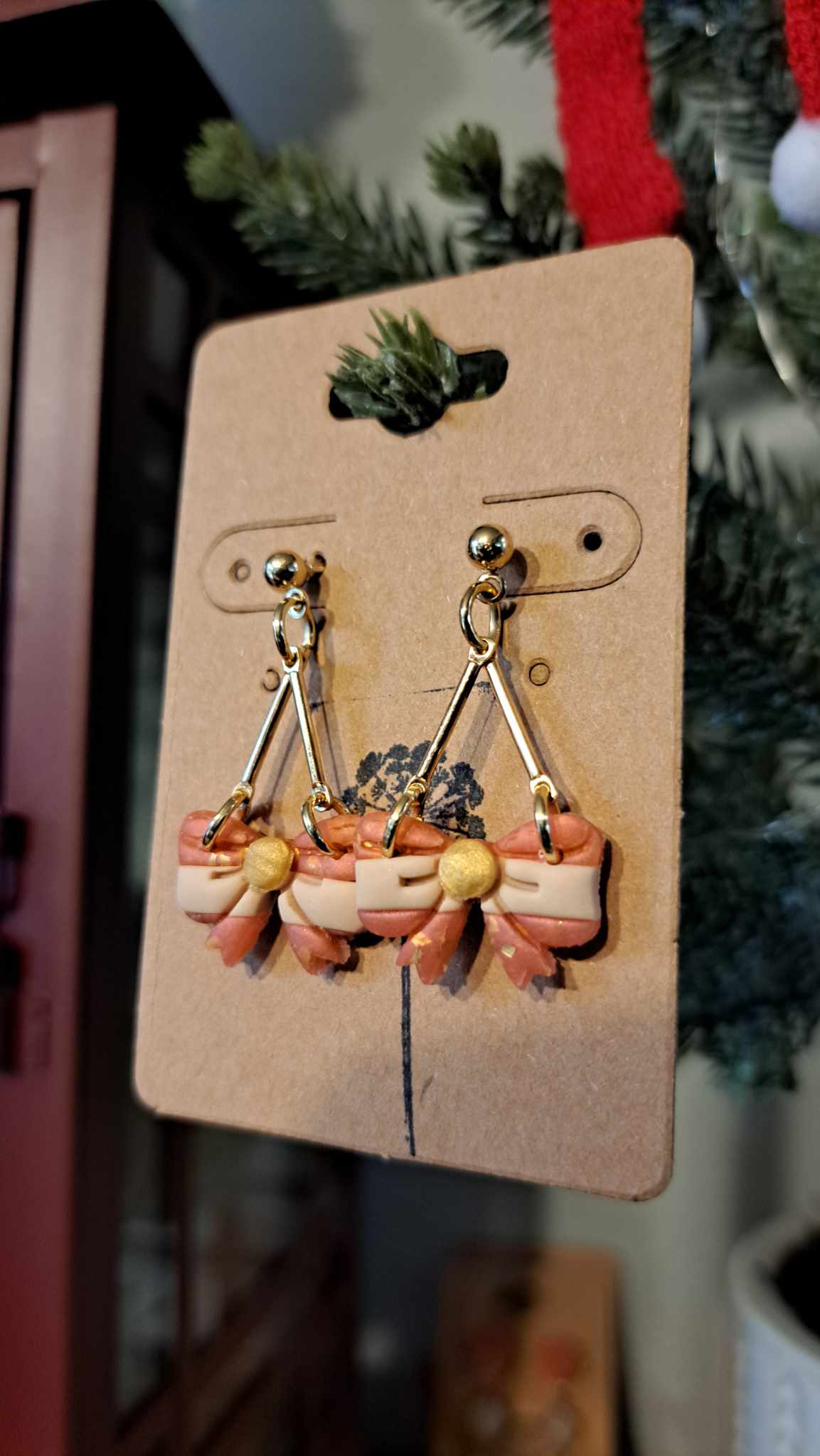 Bow Polymer Clay Dangle Earrings (D5)