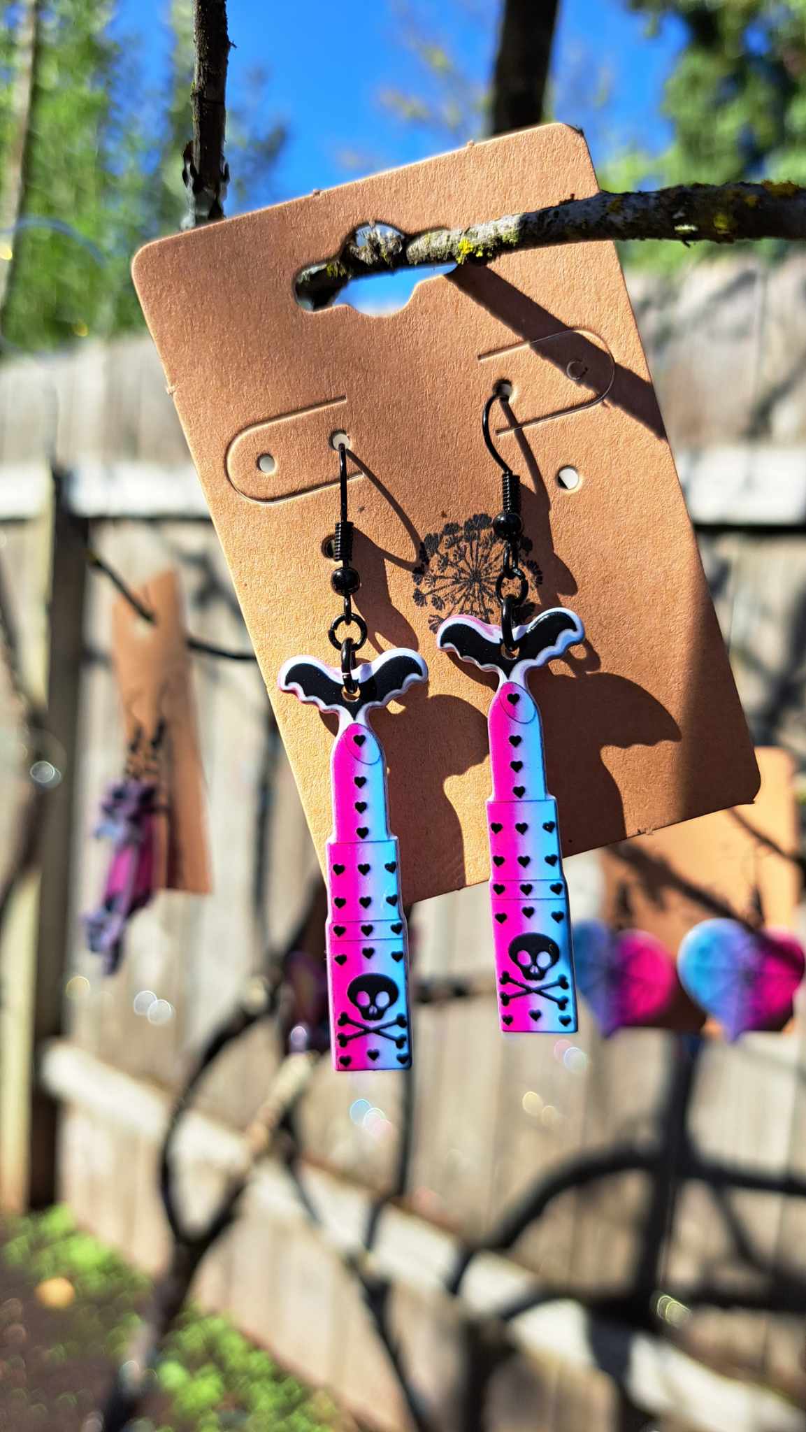 Acrylic Skull Lipstick Earrings