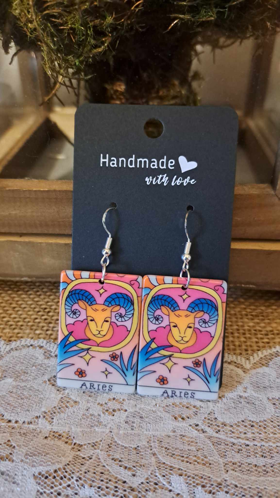 Acrylic "Aries" Zodiac Earrings