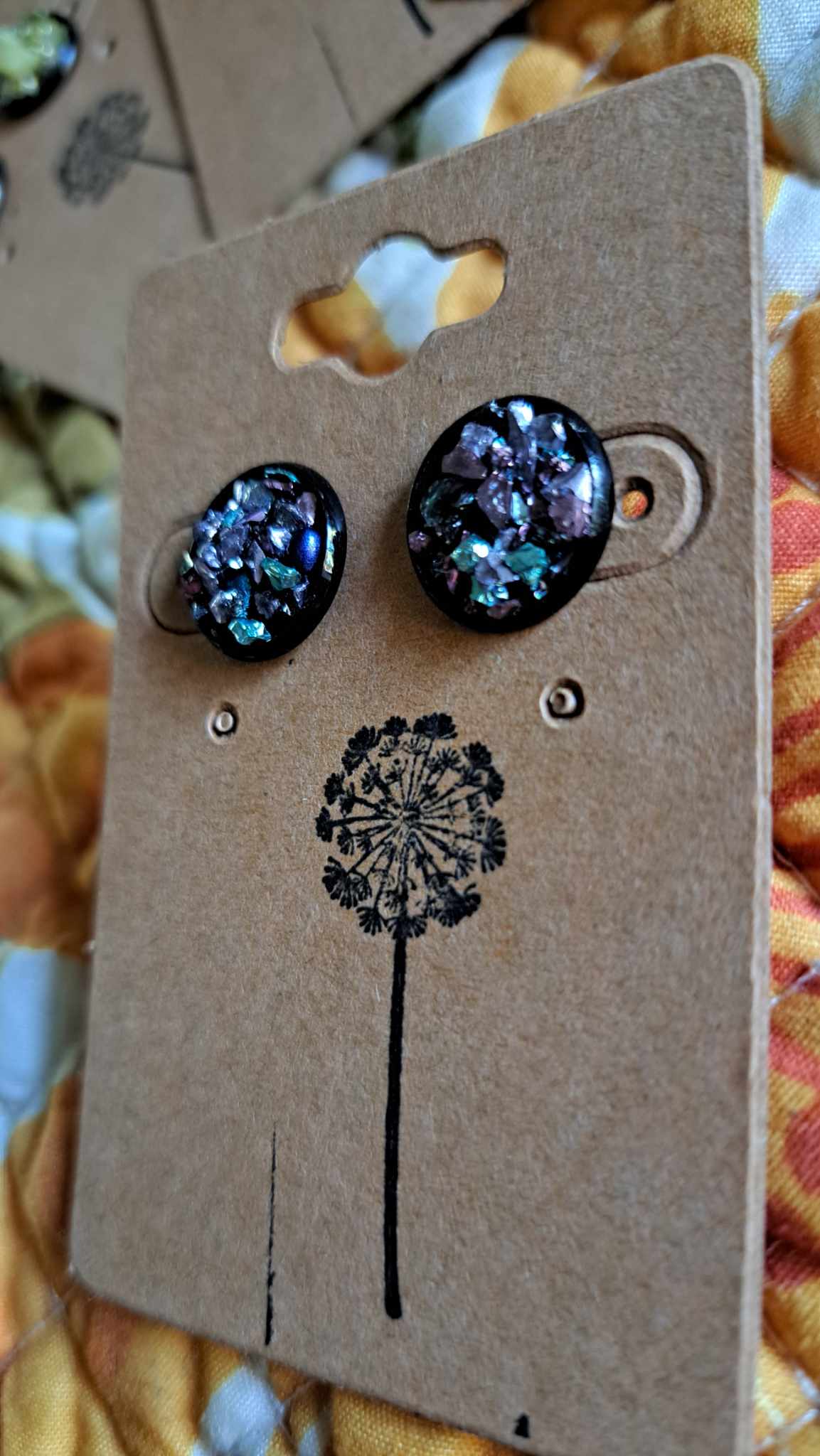 Round Bezel Style Gravel "Heart Of Steel" Earrings