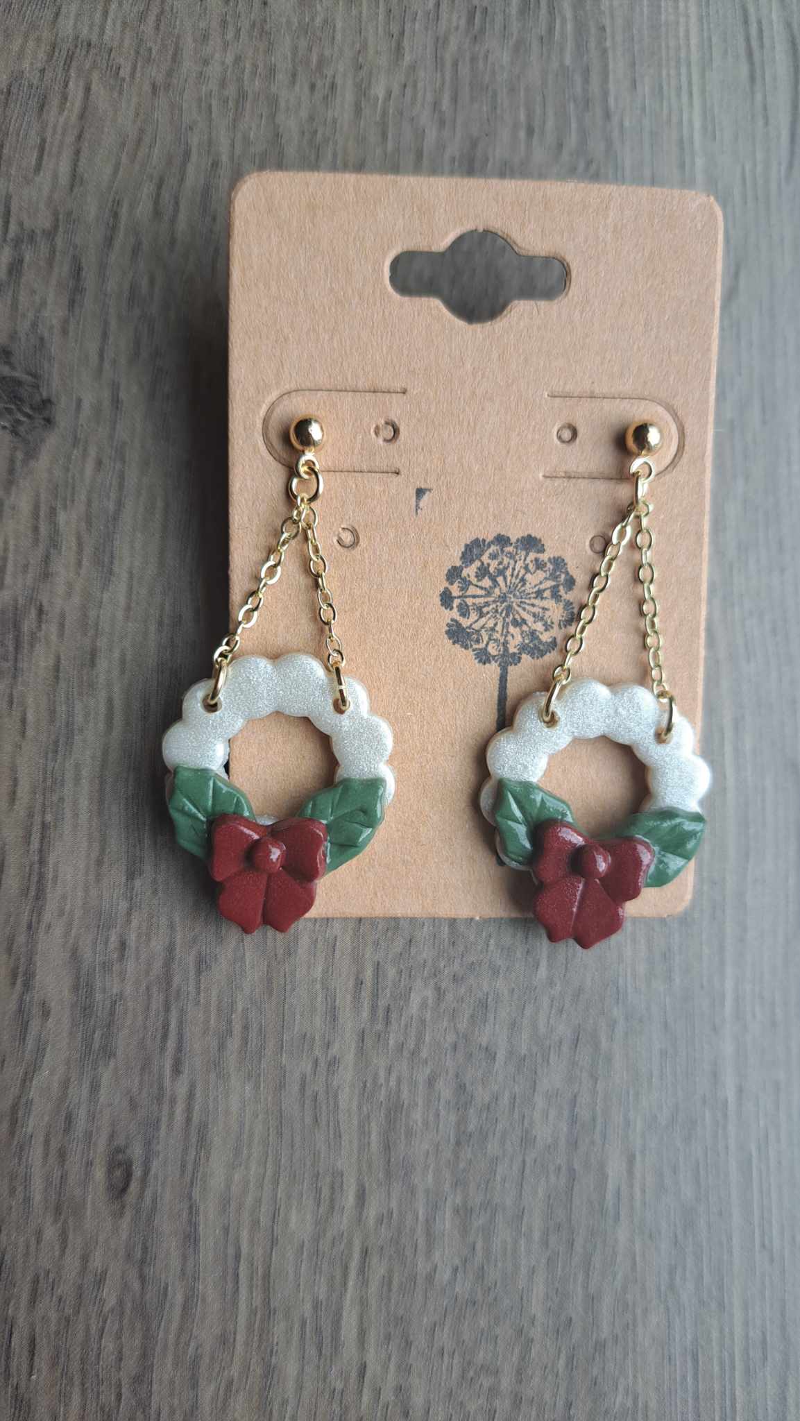 Polymer Clay Pearly Wreath Dangle Earrings