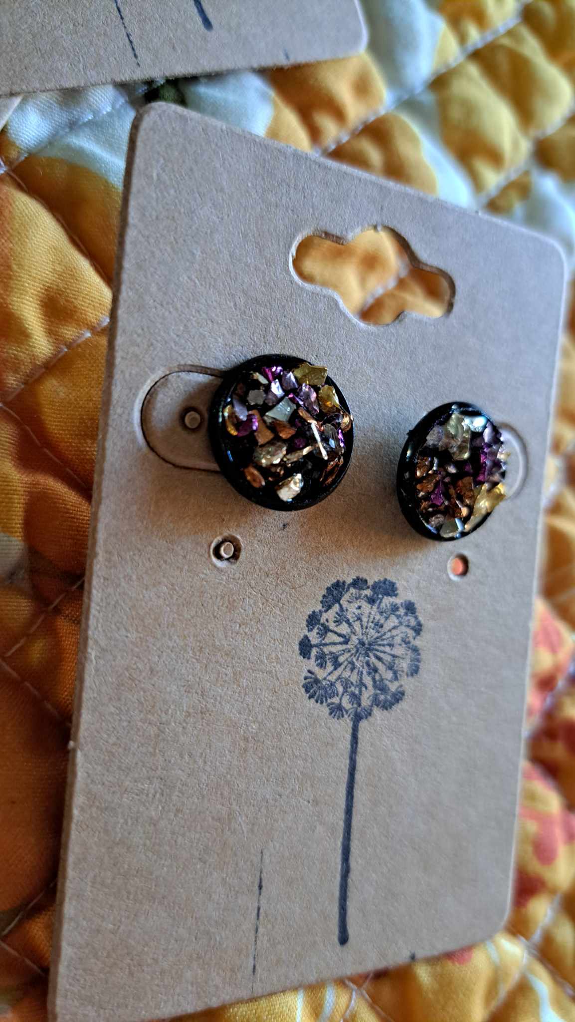 Round Bezel Style Gravel "Royalty" Earrings
