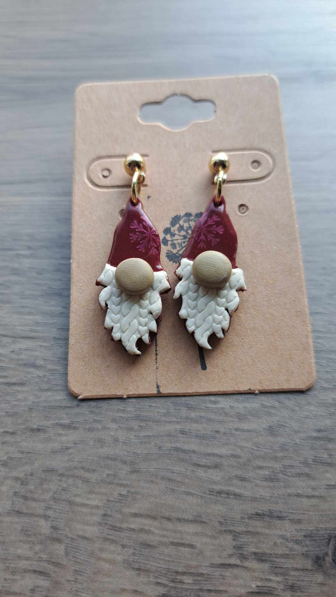 Sweater Beard Gnome Polymer Clay Dangle Earrings (C)