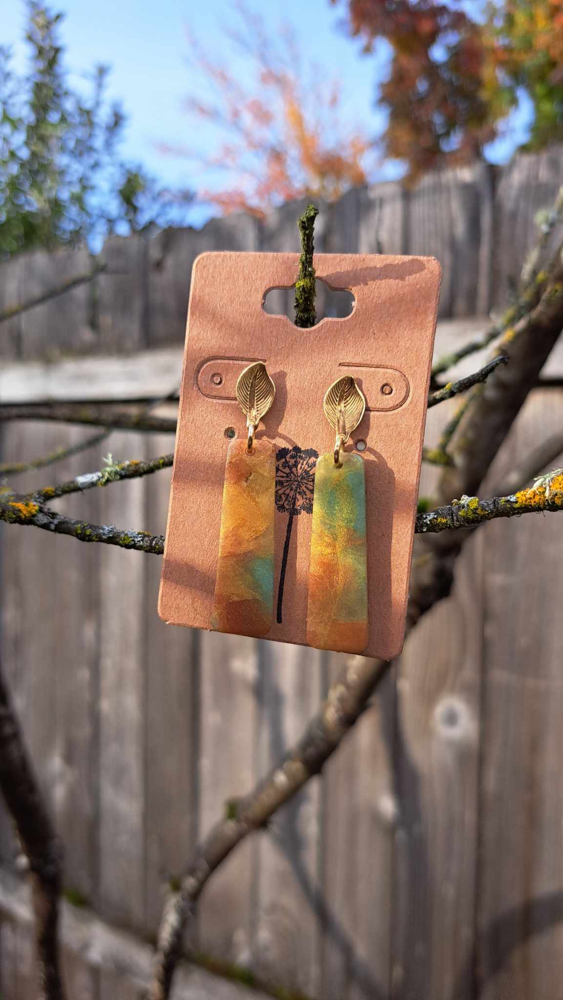 Marble Rectangle Polymer Clay Earrings (E)