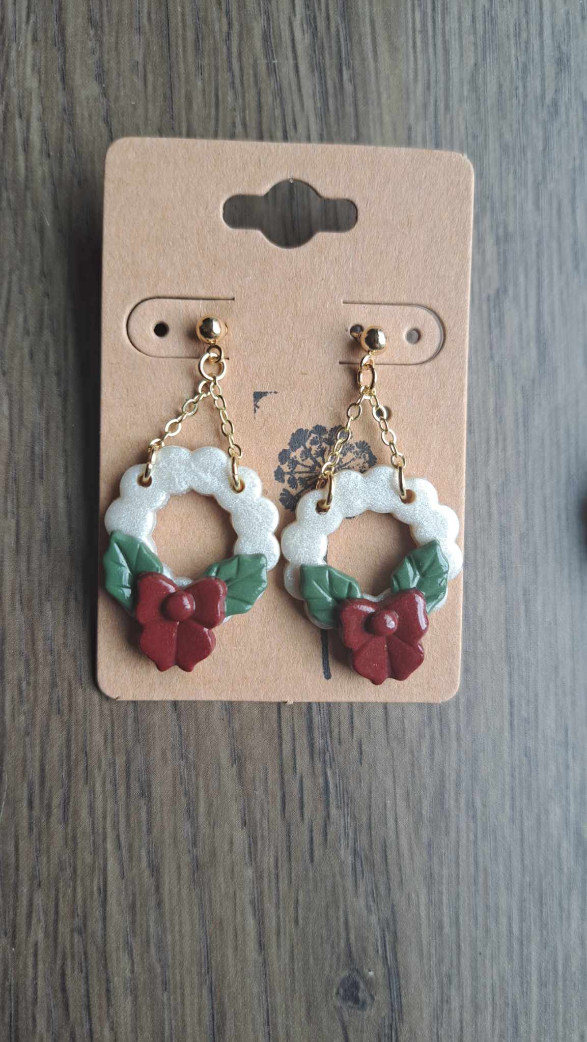 Polymer Clay Pearly Wreath Dangle Earrings