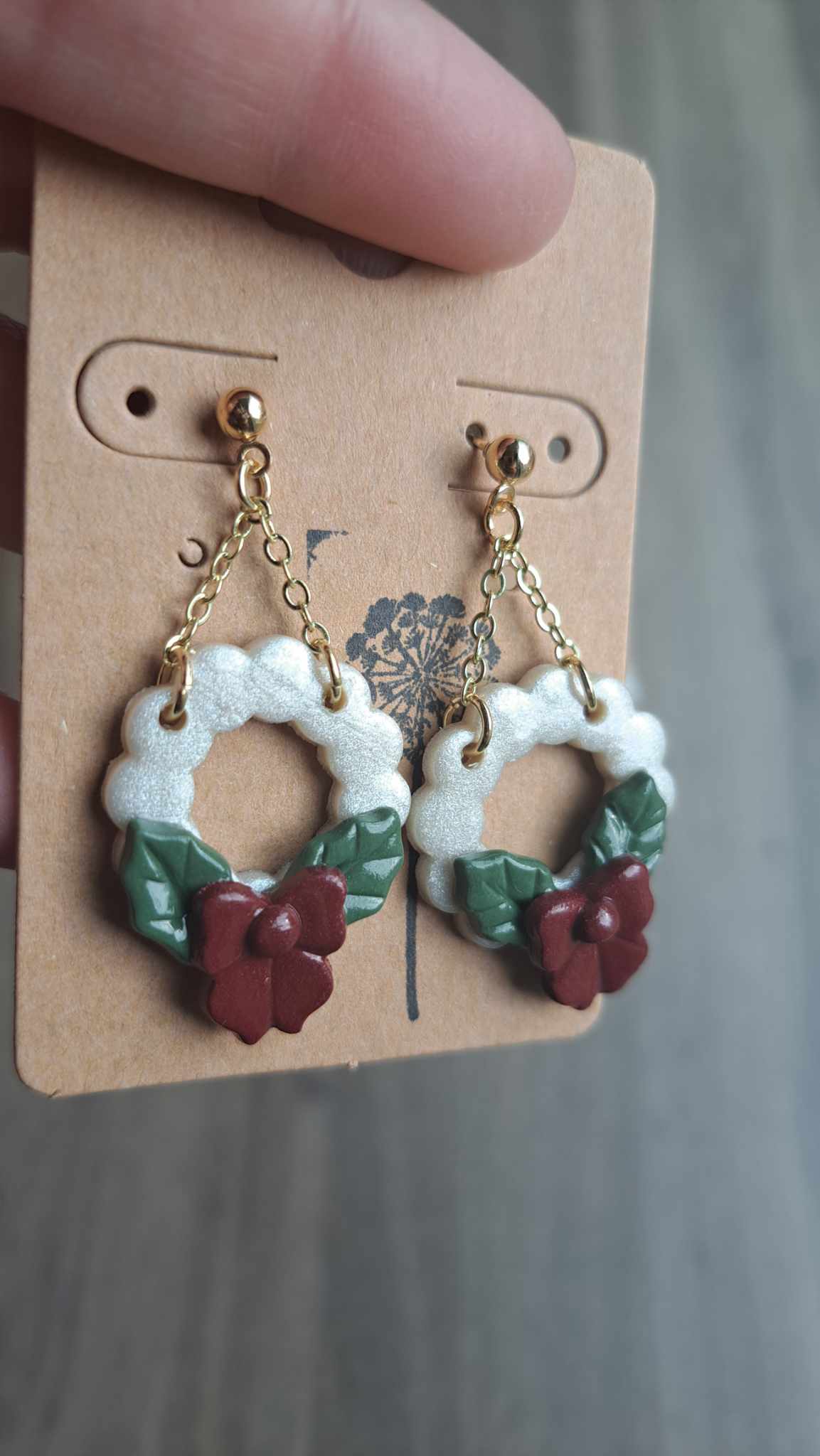 Polymer Clay Pearly Wreath Dangle Earrings