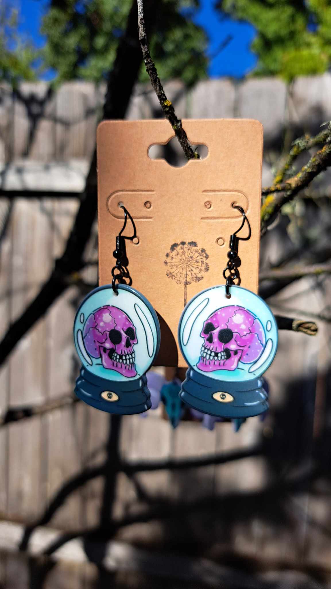Acrylic Skull Fortune Teller Globe Earrings