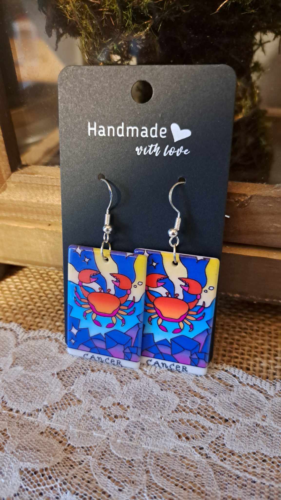 Acrylic "Cancer" Zodiac Earrings