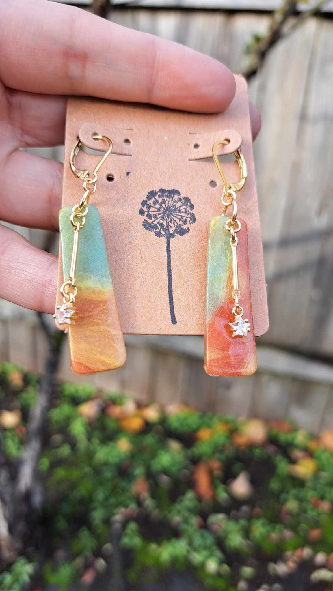 Marble Rectangle Polymer Clay Dangle Earrings (G)