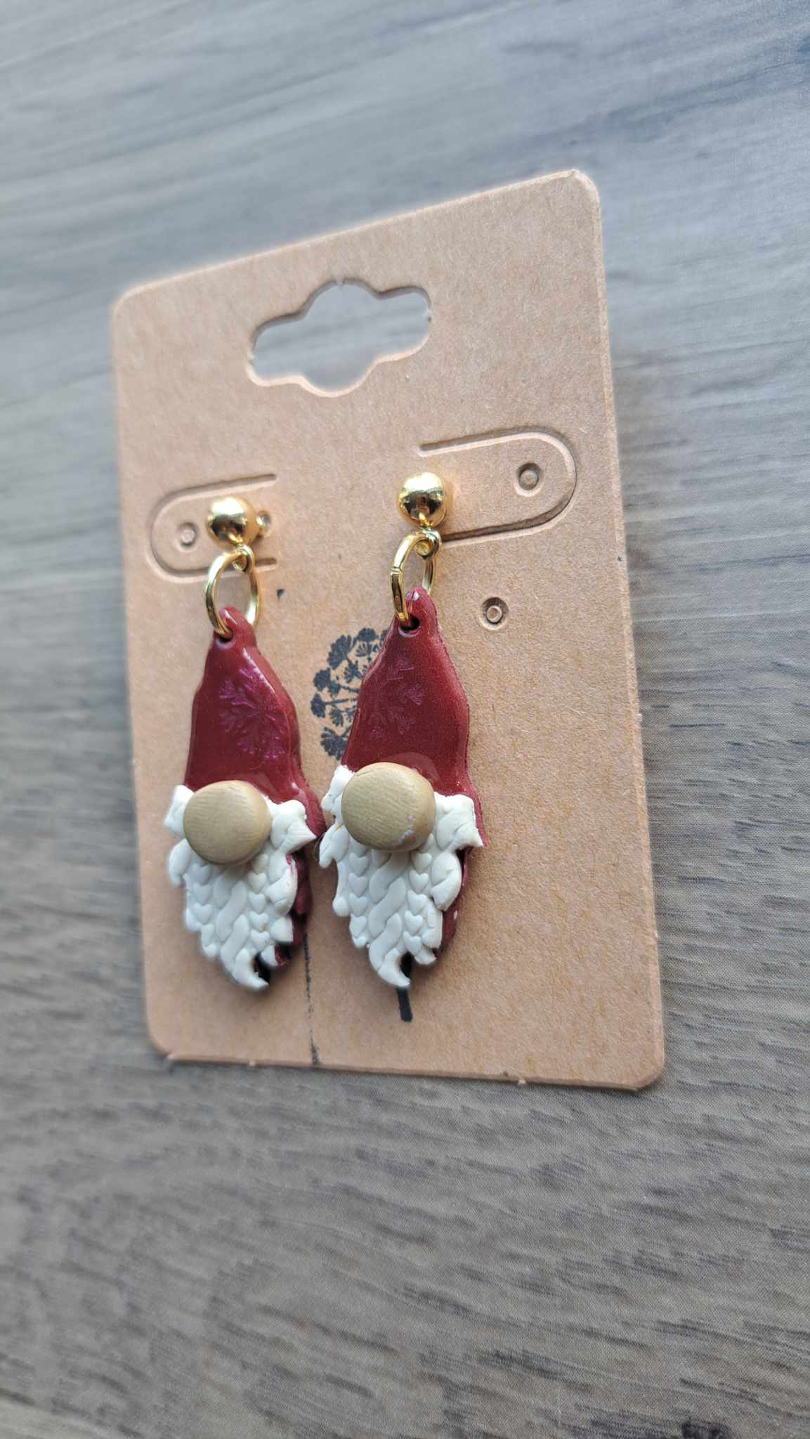 Sweater Beard Gnome Polymer Clay Dangle Earrings (C)