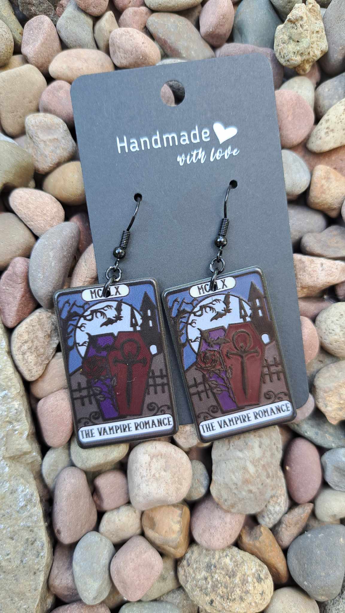 Acrylic 'Vampire Romance" Card Earrings