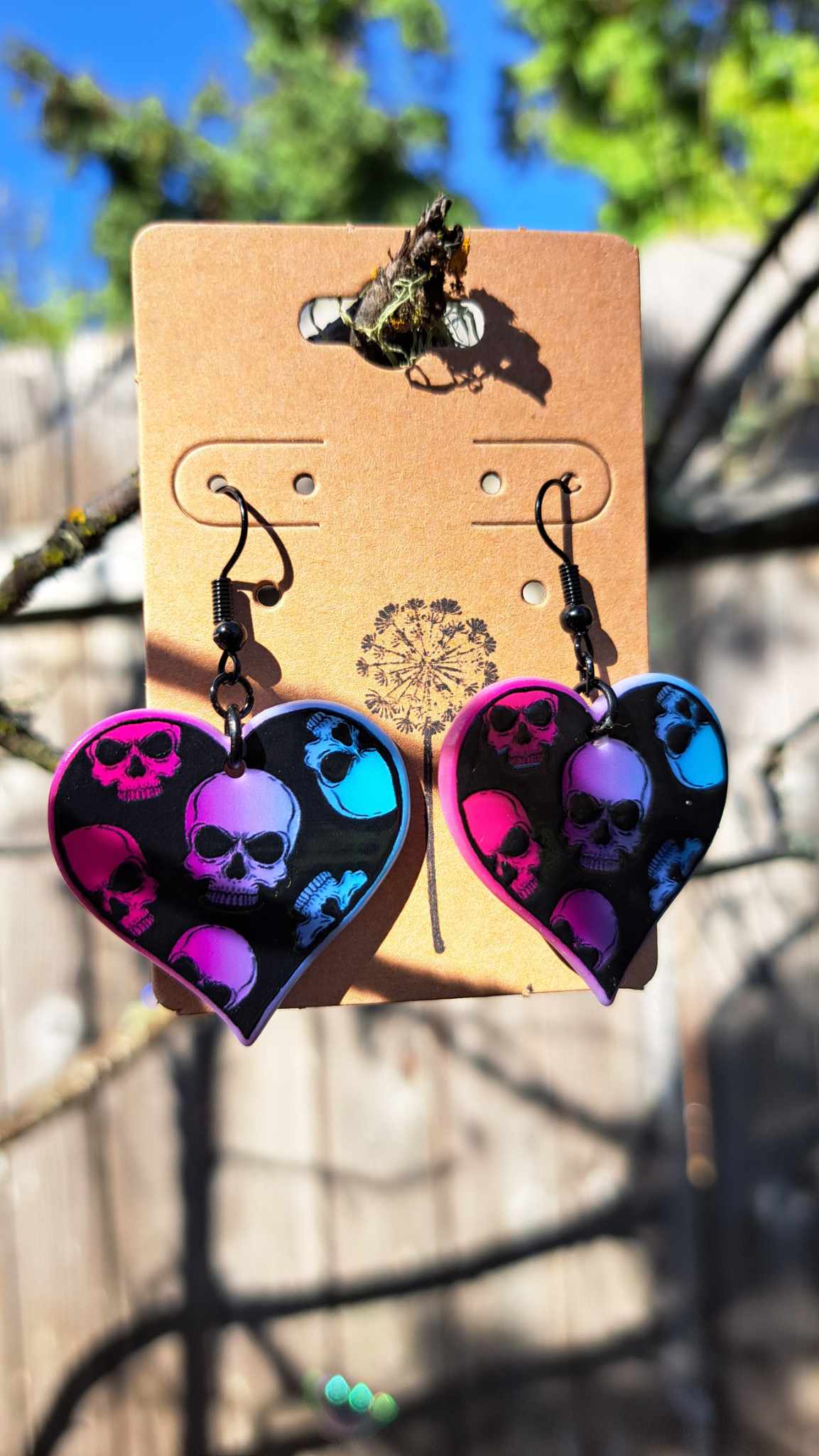 Acrylic Skull Heart Earrings
