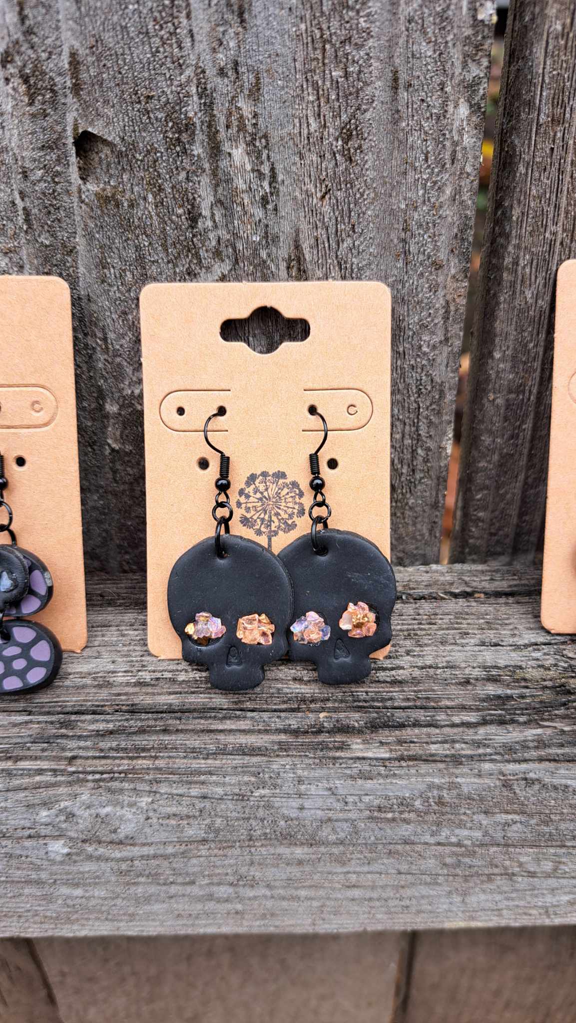 Polymer Clay Skull Dangle Earrings
