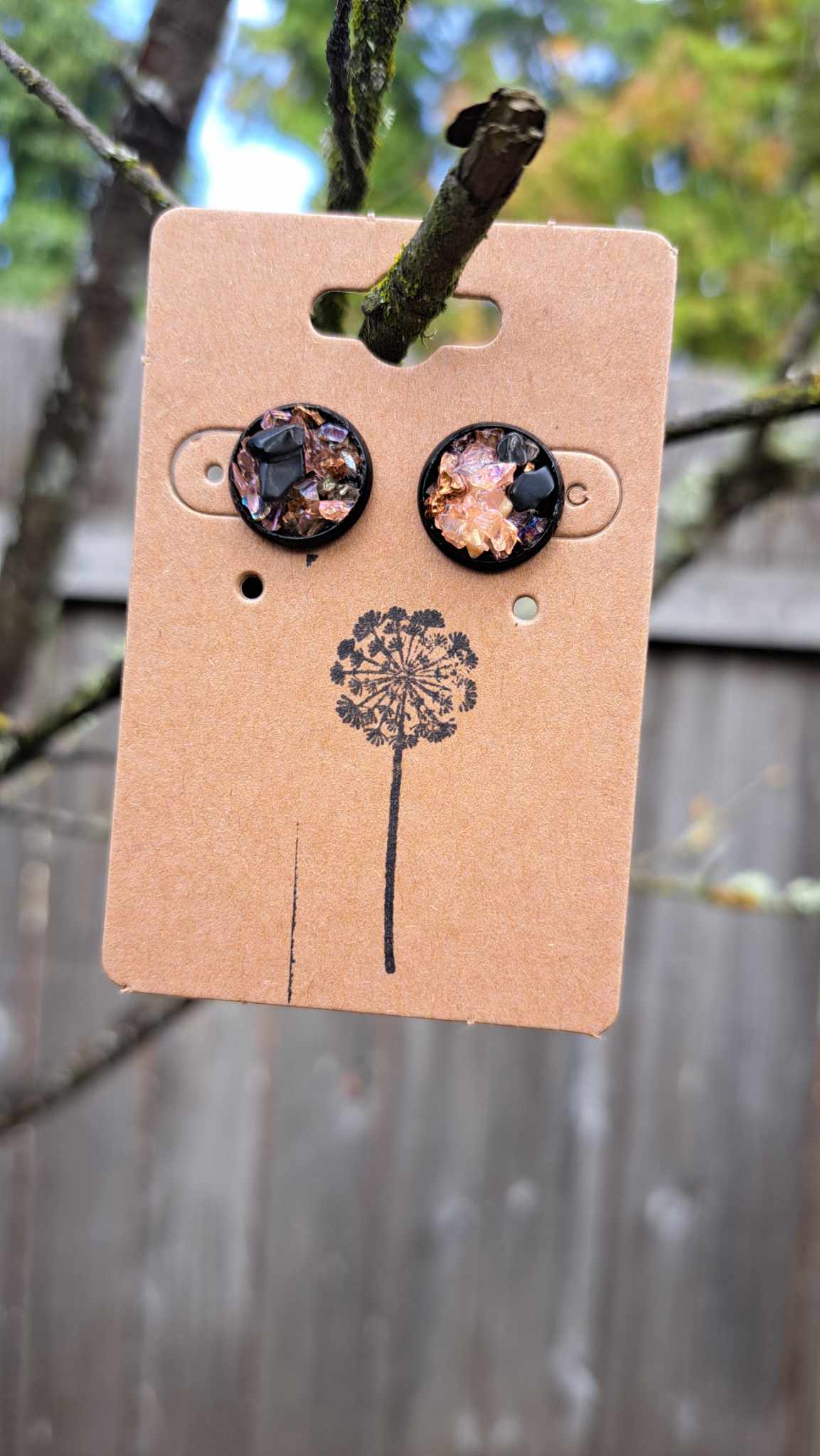 Round Bezel Style Gravel "Orange Crush" Earrings