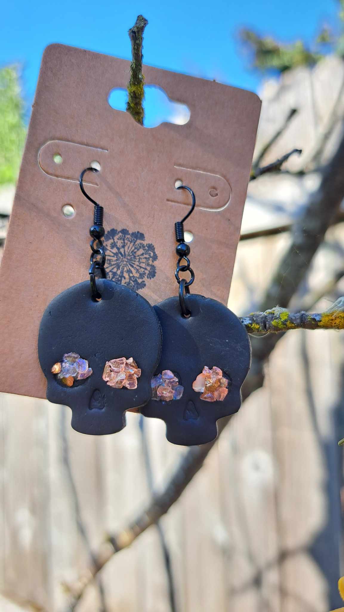 Polymer Clay Skull Dangle Earrings