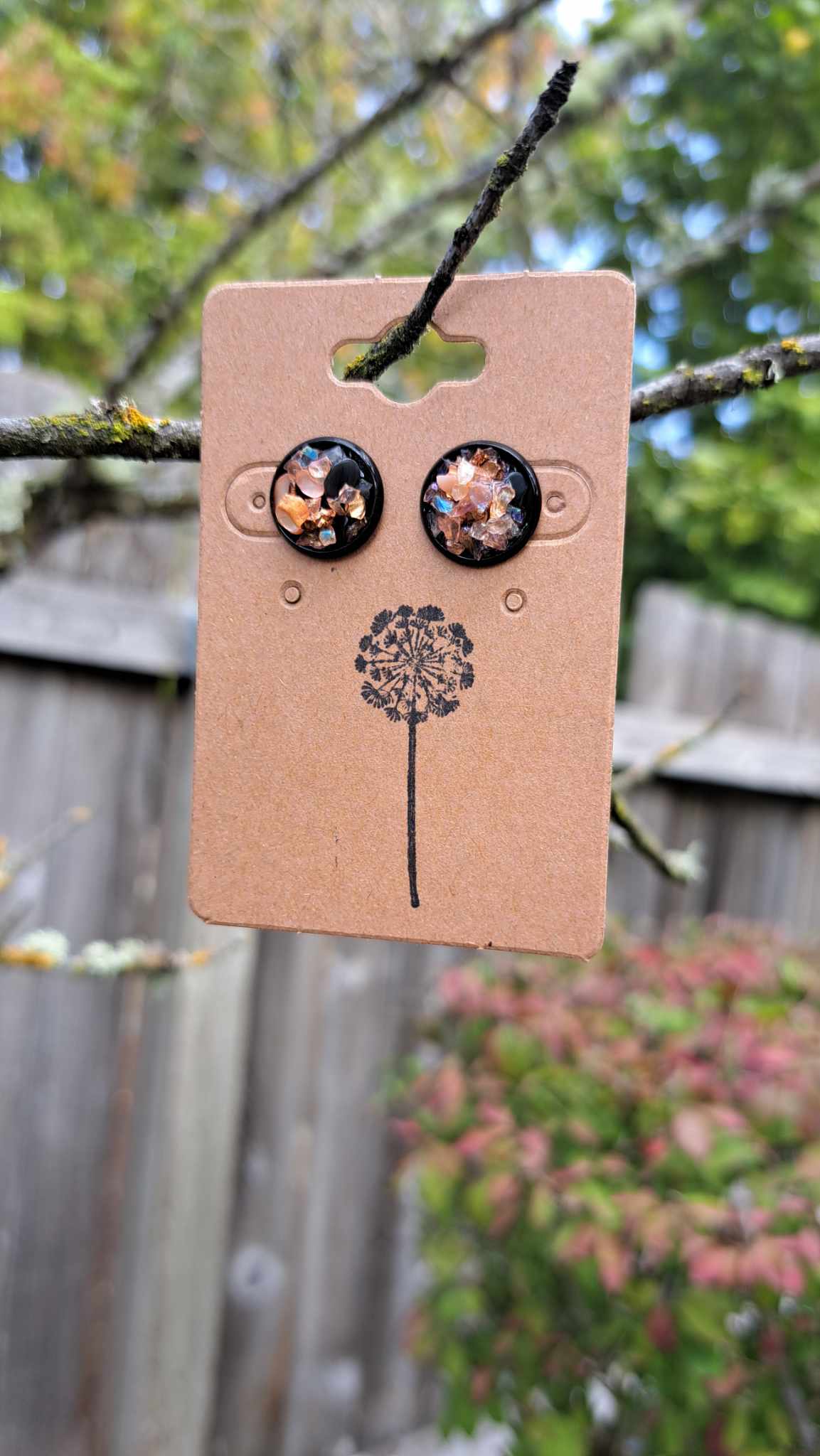 Round Bezel Style Gravel "Orange Crush" Earrings