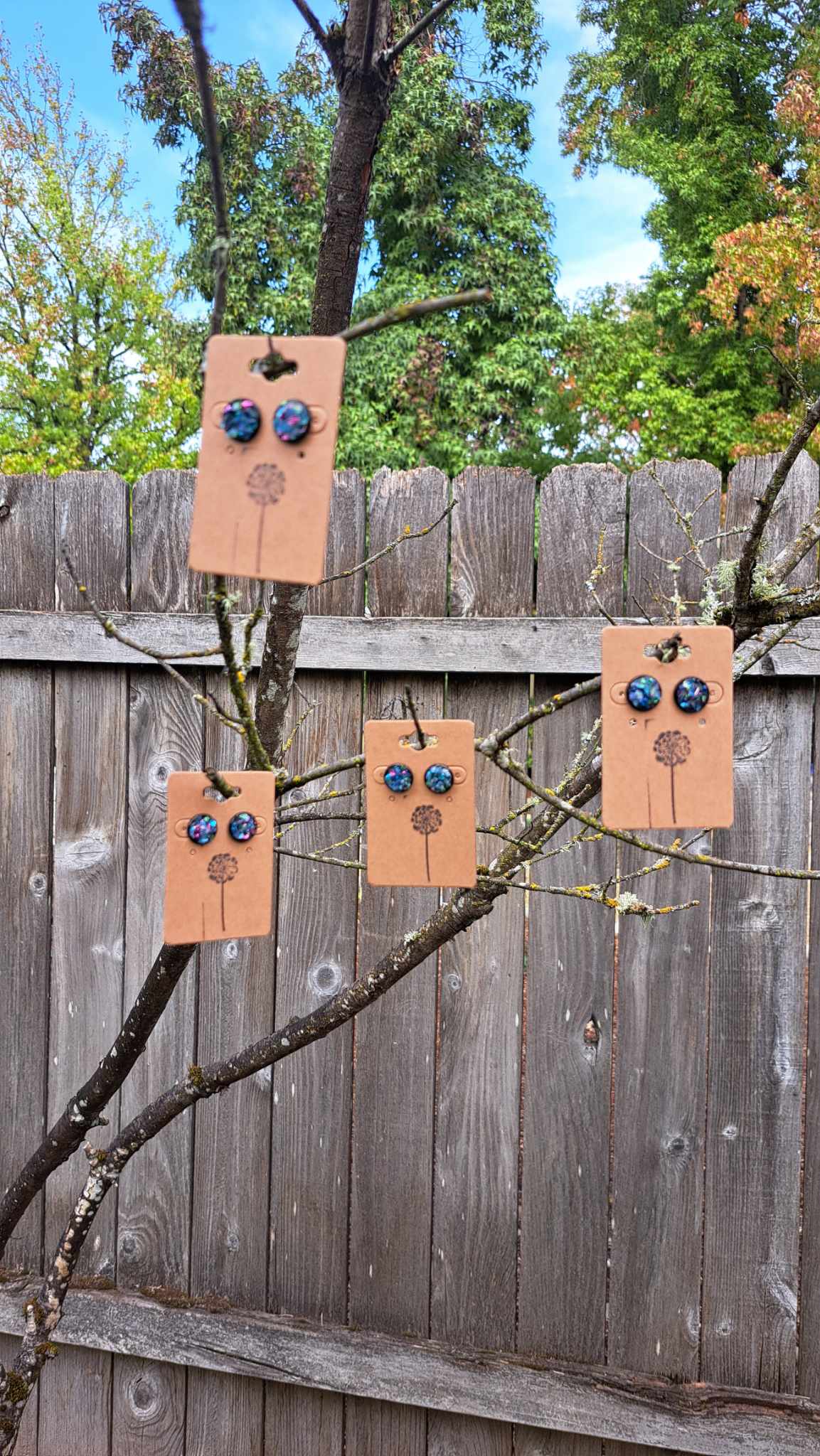 Round Bezel Style Gravel "Mermaid's Kiss" Earrings