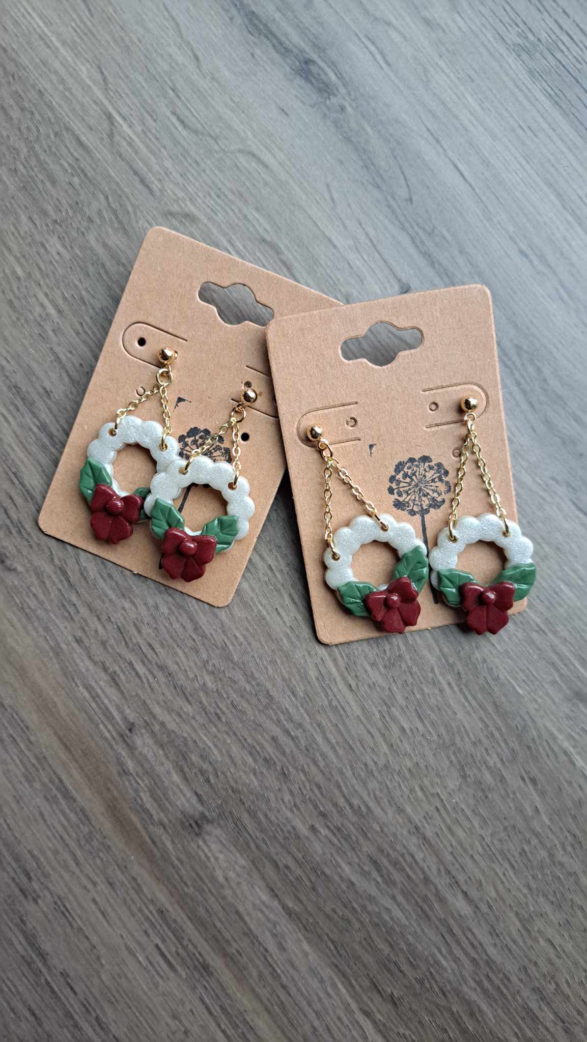 Polymer Clay Pearly Wreath Dangle Earrings
