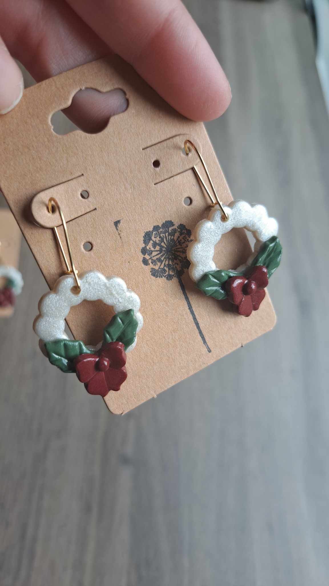 Polymer Clay Pearly Wreath Dangle Earrings