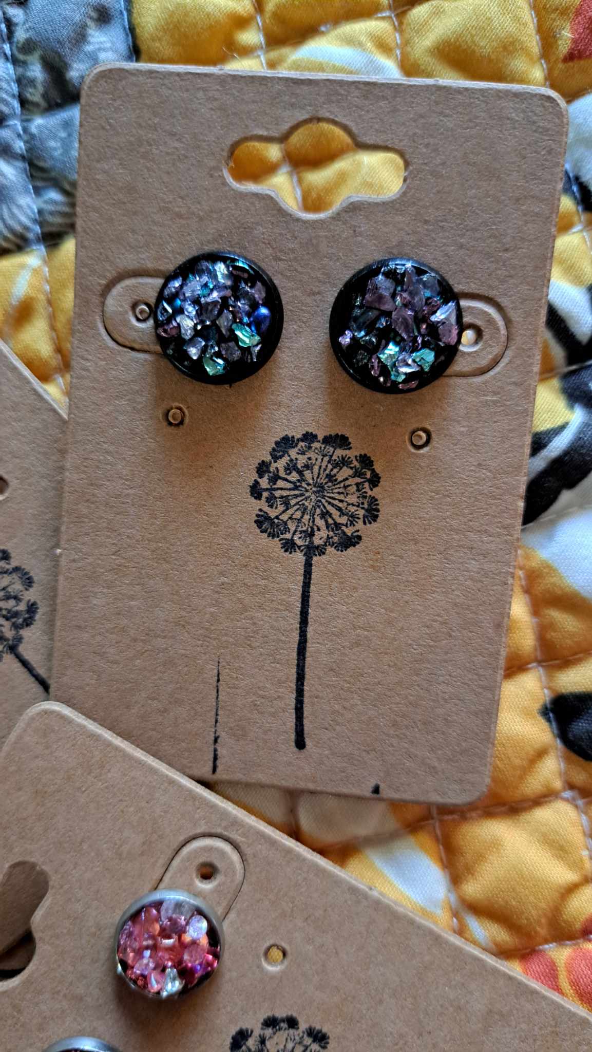 Round Bezel Style Gravel "Heart Of Steel" Earrings