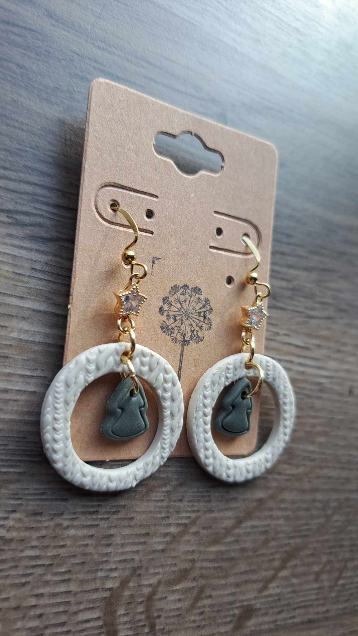 Sweater Ring Polymer Clay Dangle Earrings (M)