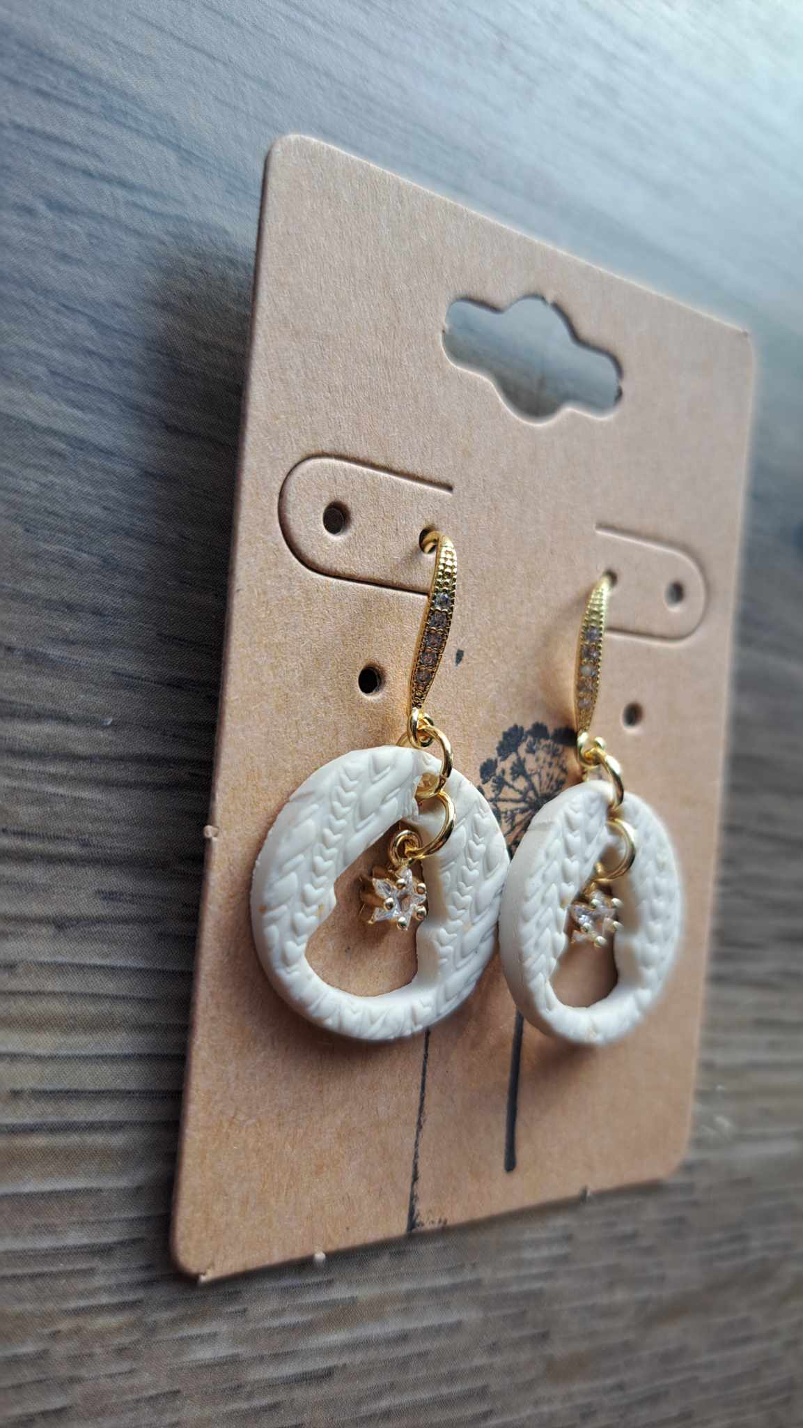 Sweater Small Round Polymer Clay Dangle Earrings (G)