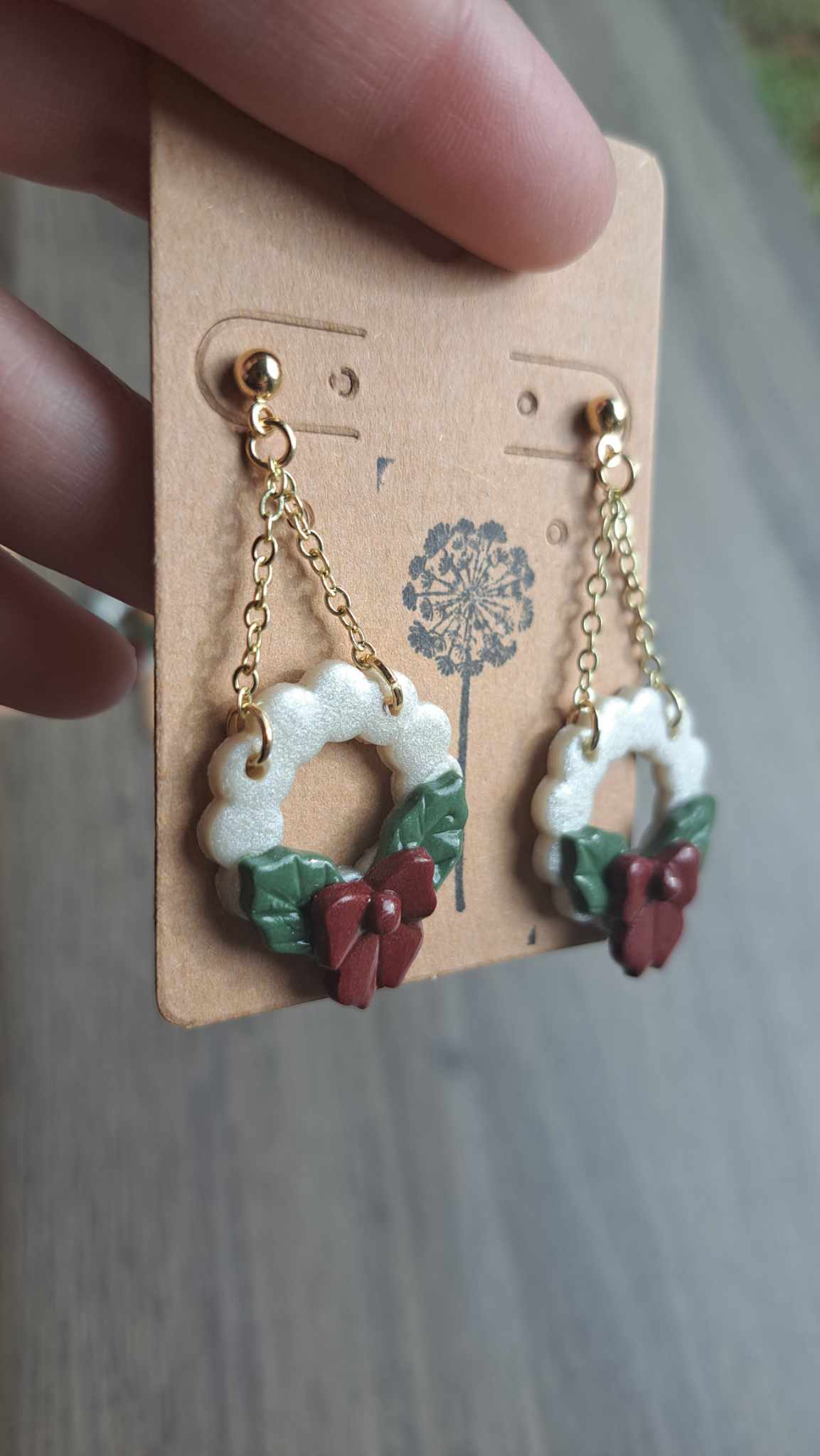 Polymer Clay Pearly Wreath Dangle Earrings