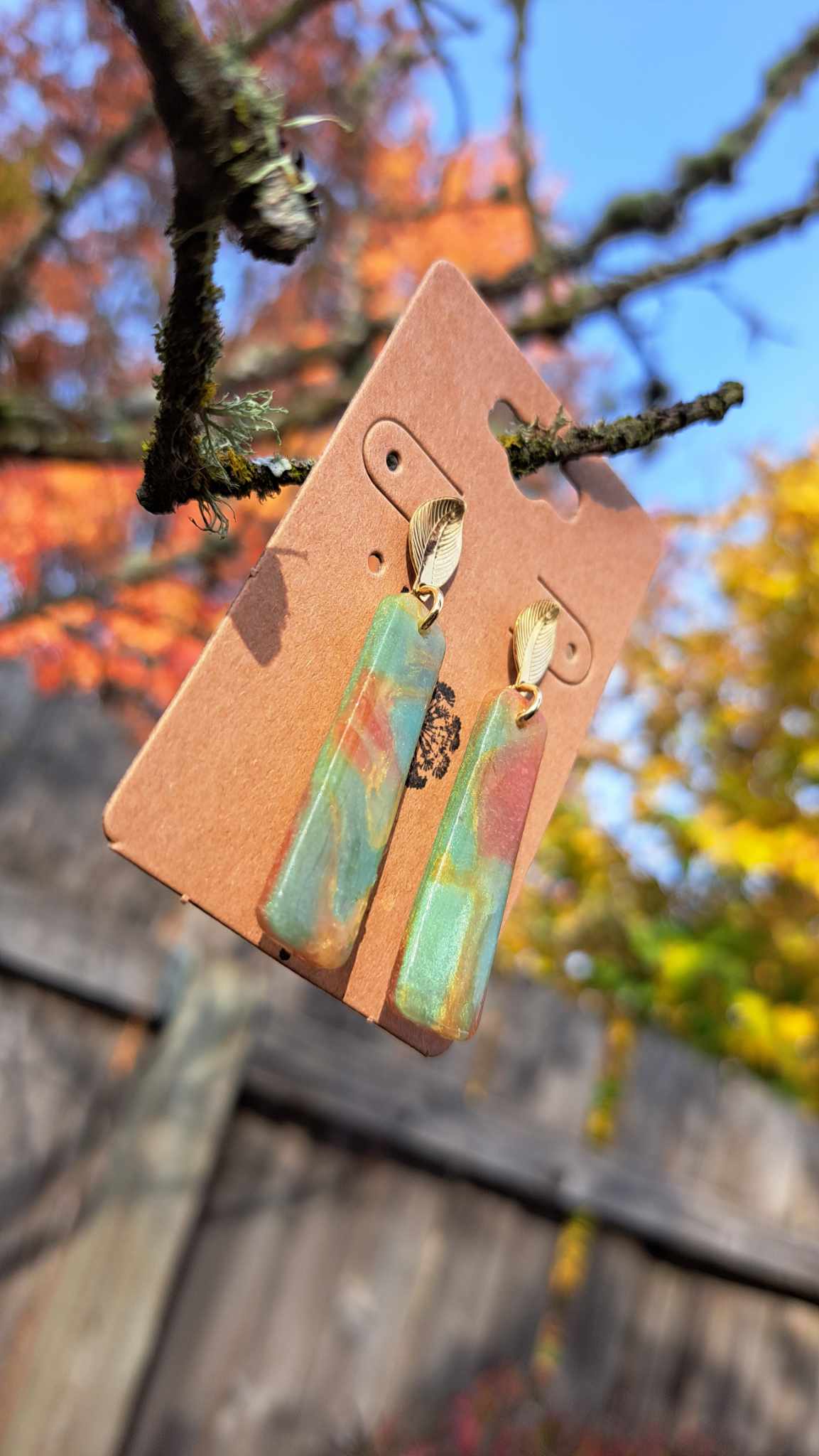 Marble Rectangle Polymer Clay Earrings (E)