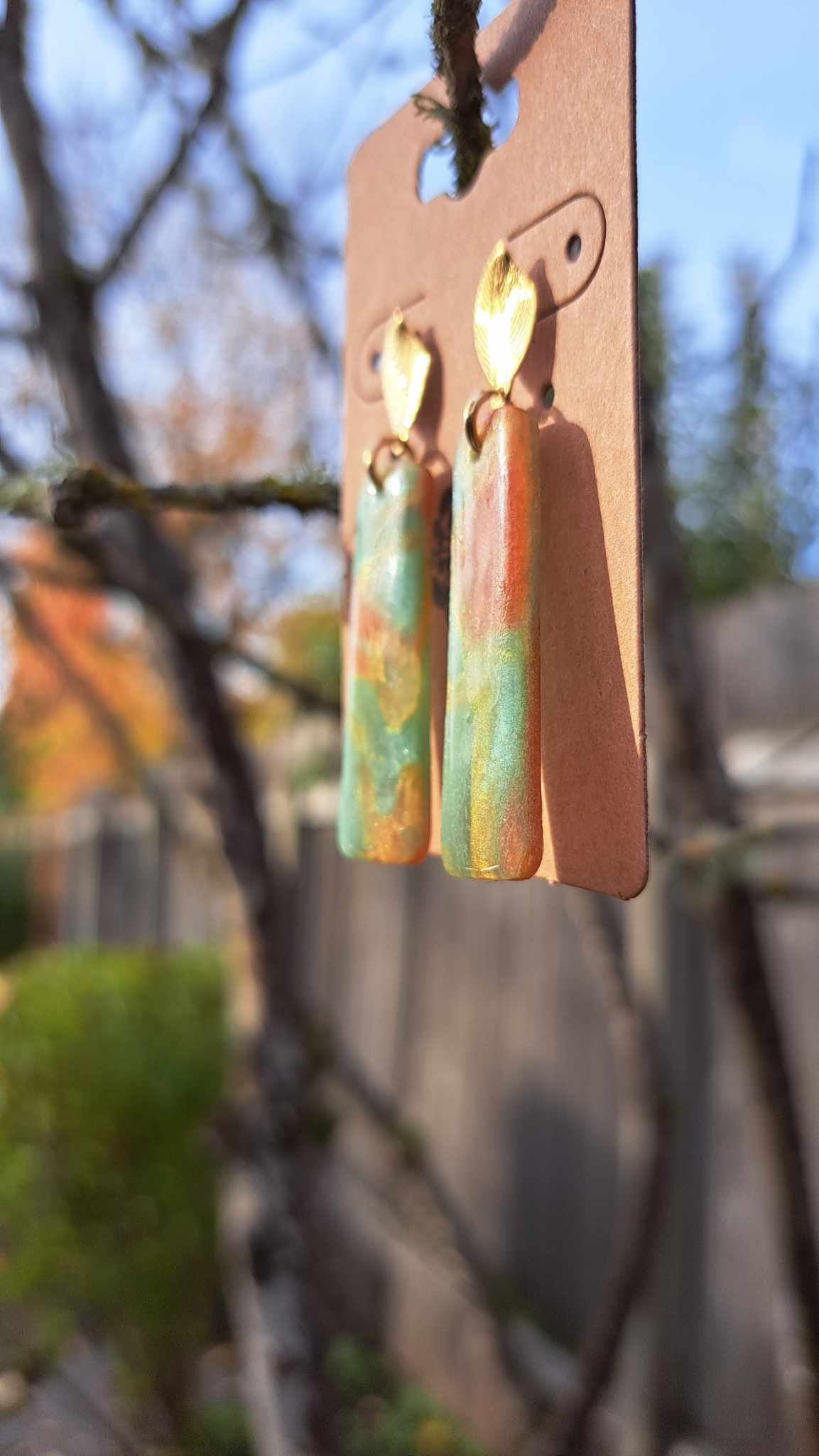 Marble Rectangle Polymer Clay Earrings (E)