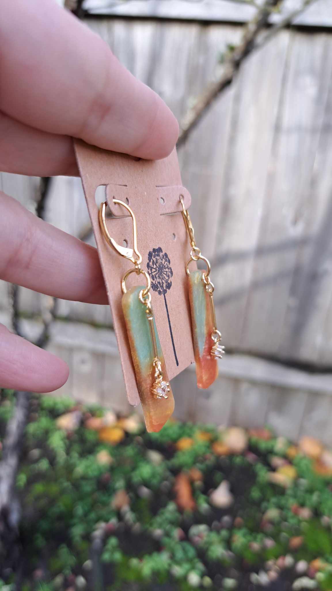 Marble Rectangle Polymer Clay Dangle Earrings (G)