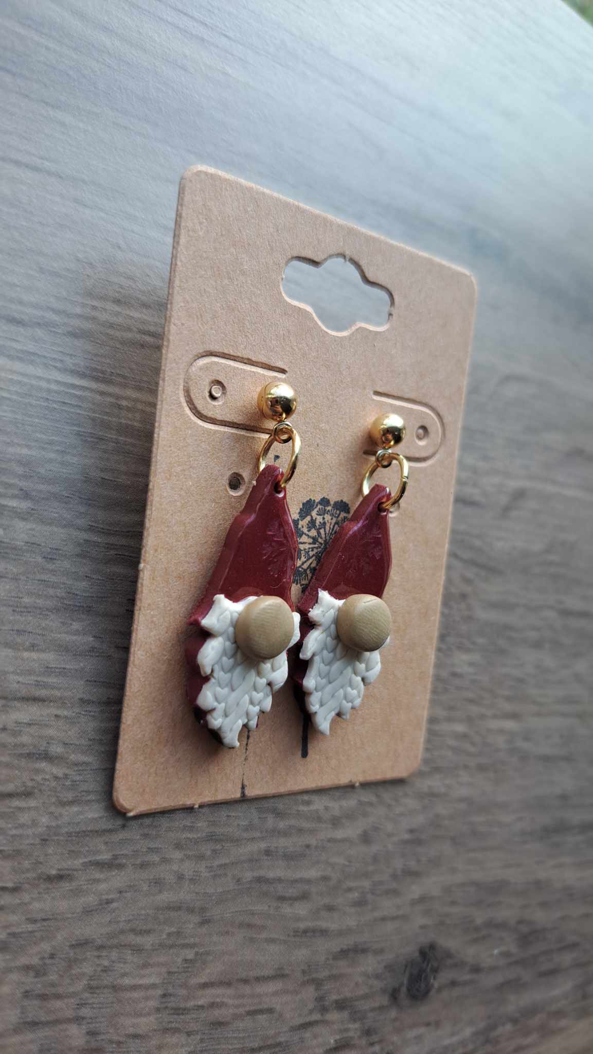 Sweater Beard Gnome Polymer Clay Dangle Earrings (C)