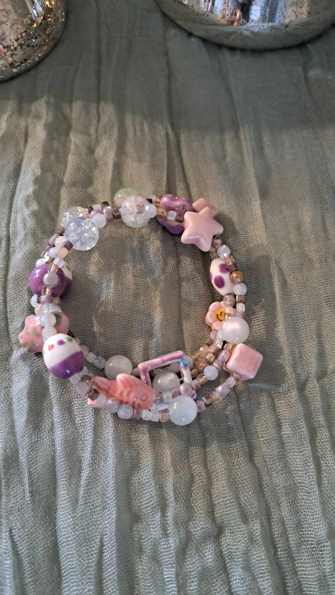 Handcrafted Ceramic Memory Wire Bracelet