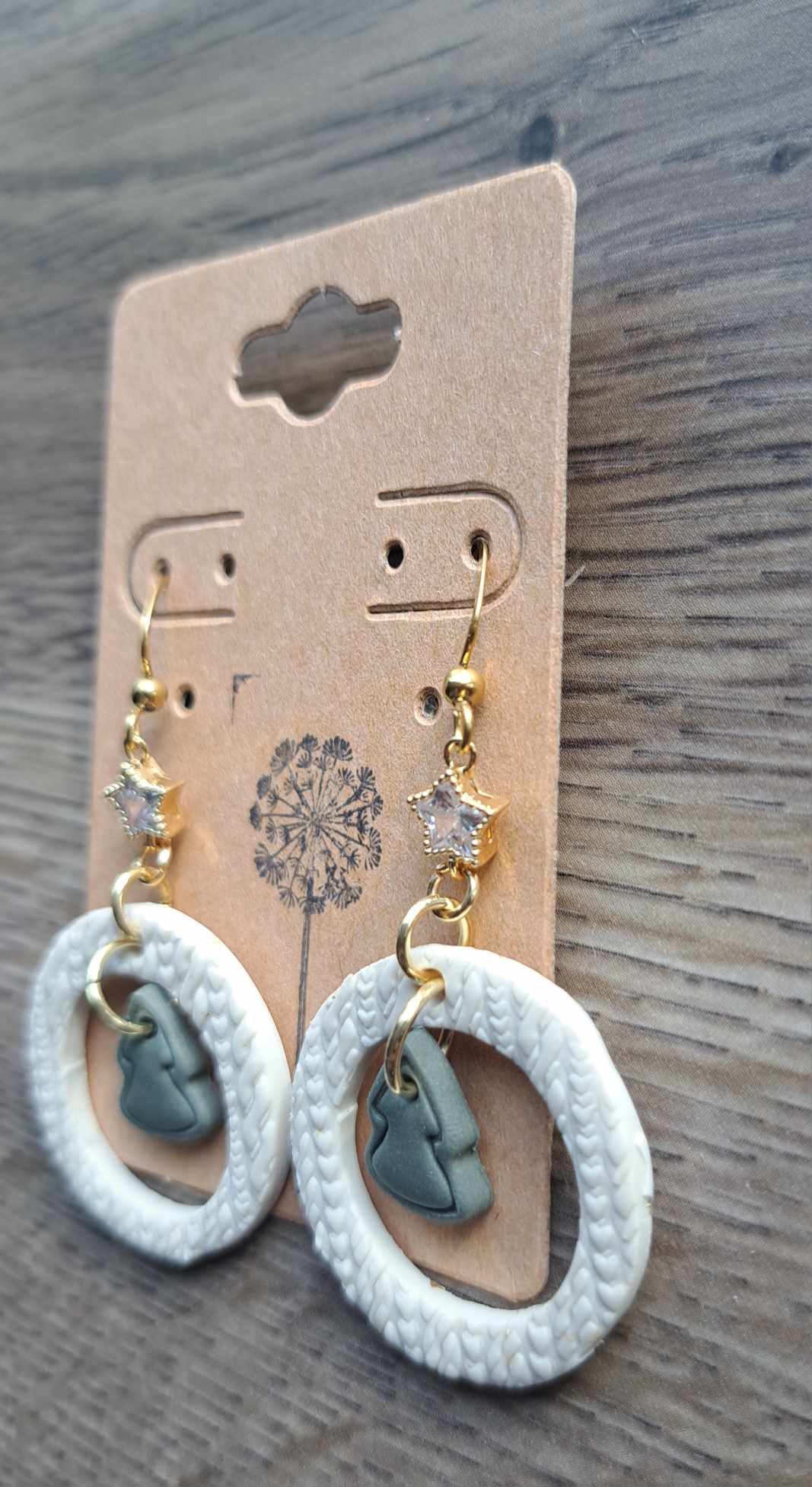 Sweater Ring Polymer Clay Dangle Earrings (M)