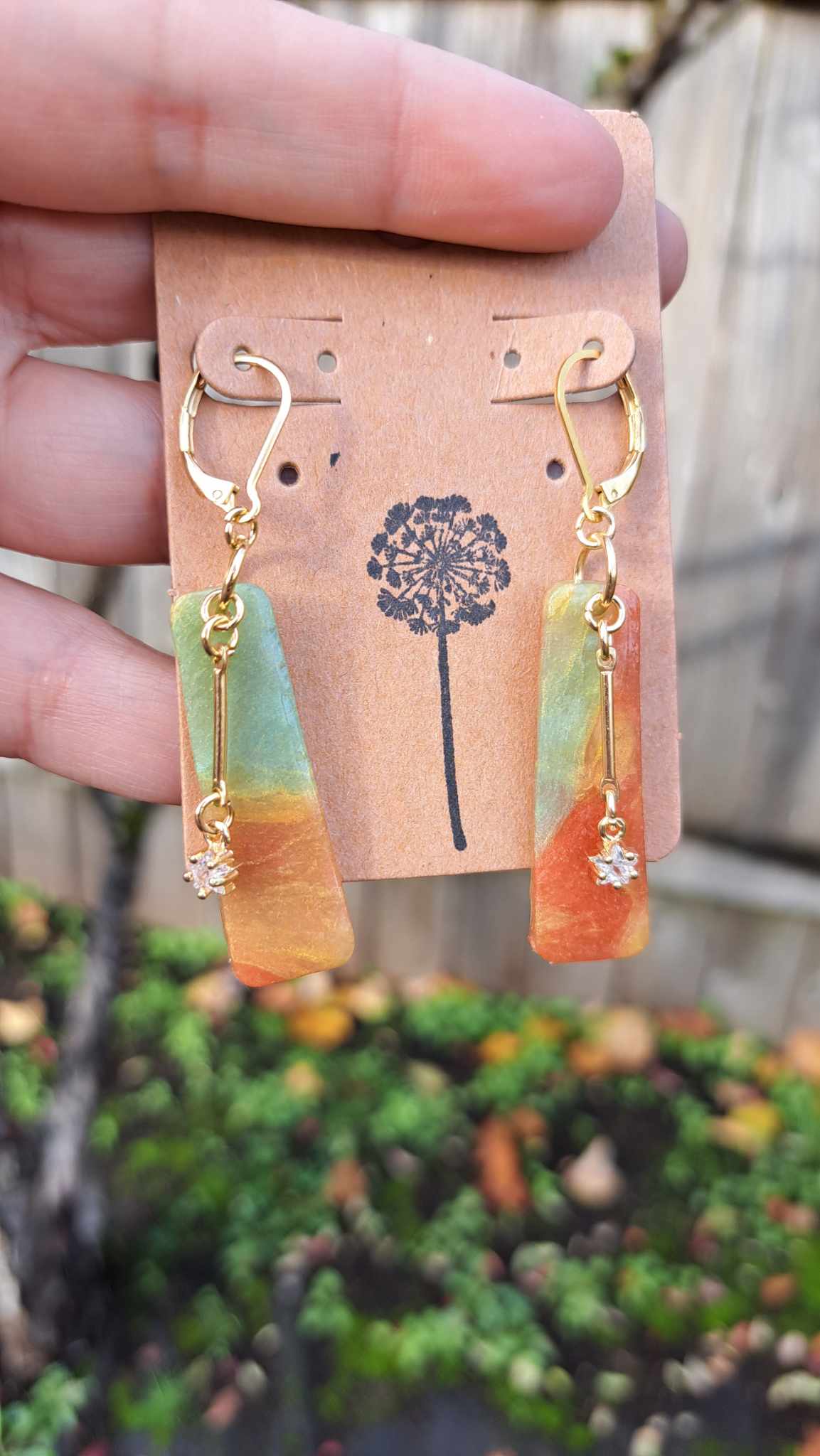 Marble Rectangle Polymer Clay Dangle Earrings (G)