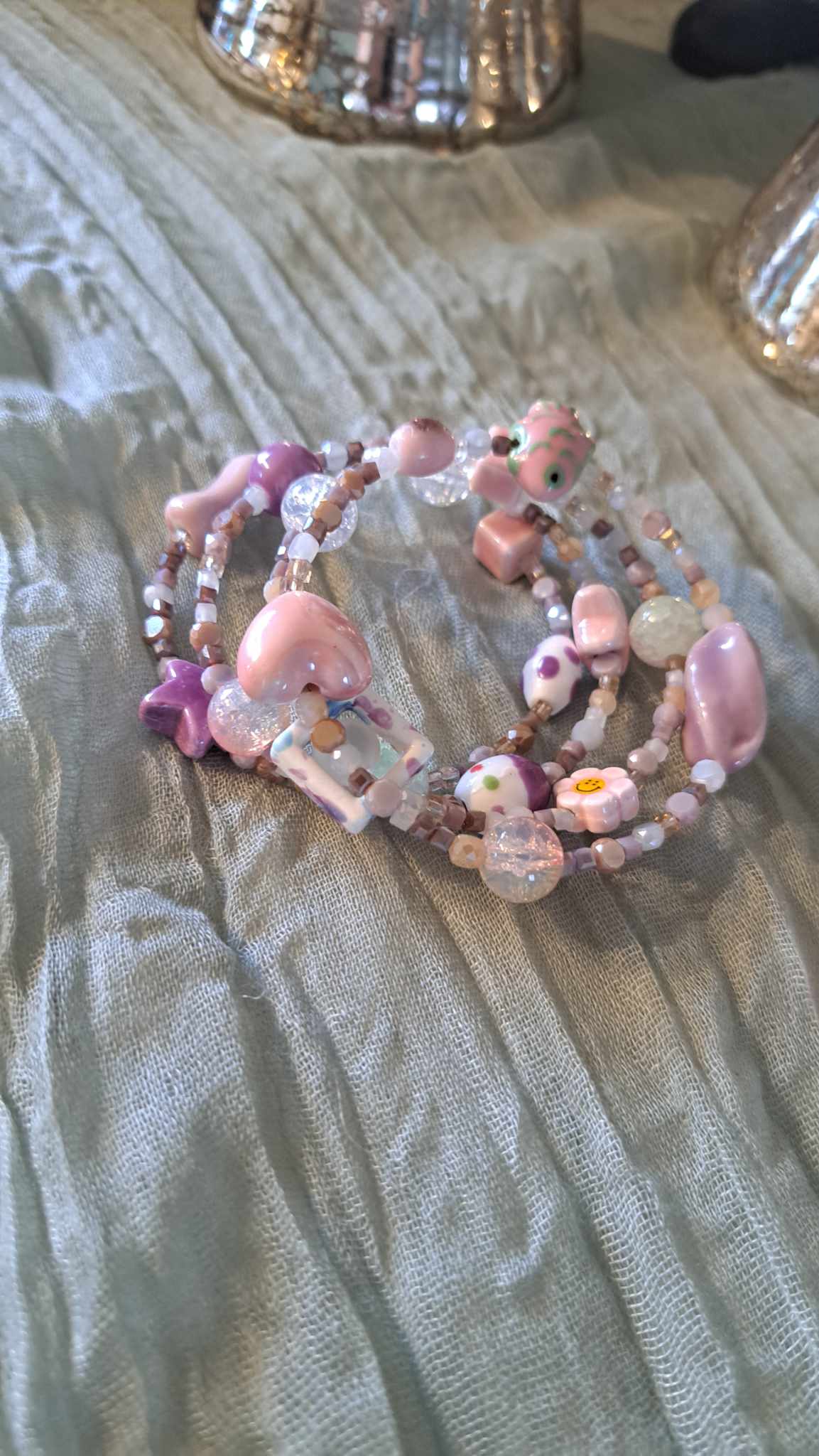Handcrafted Ceramic Memory Wire Bracelet